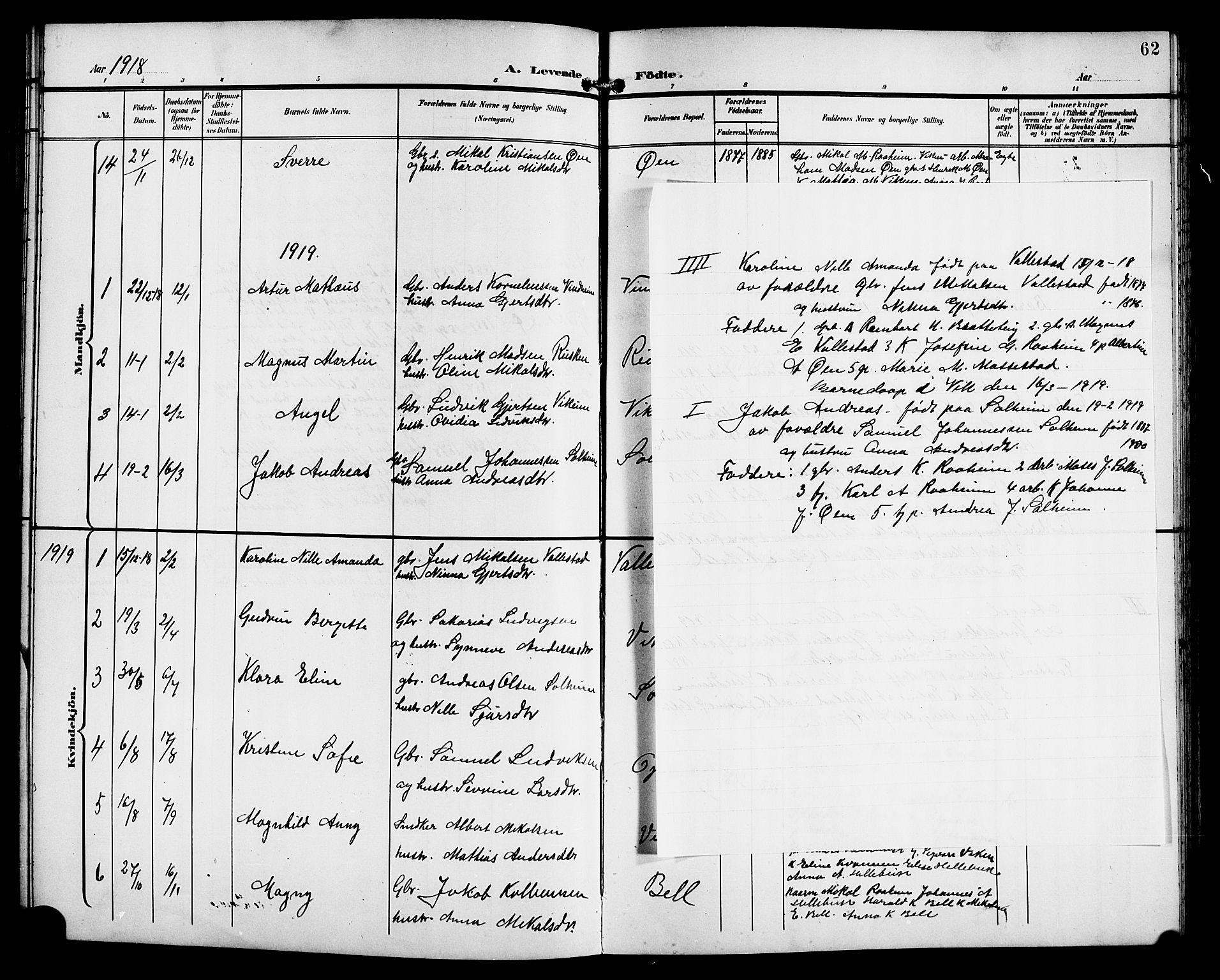 Gaular sokneprestembete, SAB/A-80001/H/Hab: Parish register (copy) no. C 4, 1895-1920, p. 62