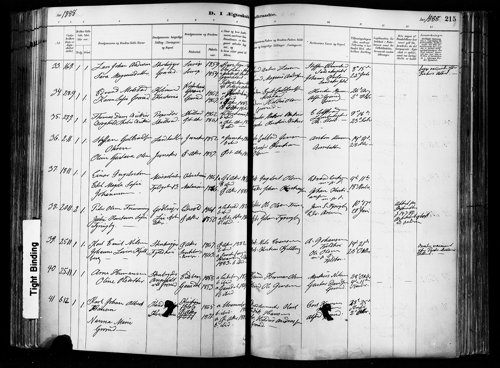 Østre Aker prestekontor Kirkebøker, SAO/A-10840/F/Fa/L0008: Parish register (official) no. I 8, 1883-1894, p. 215