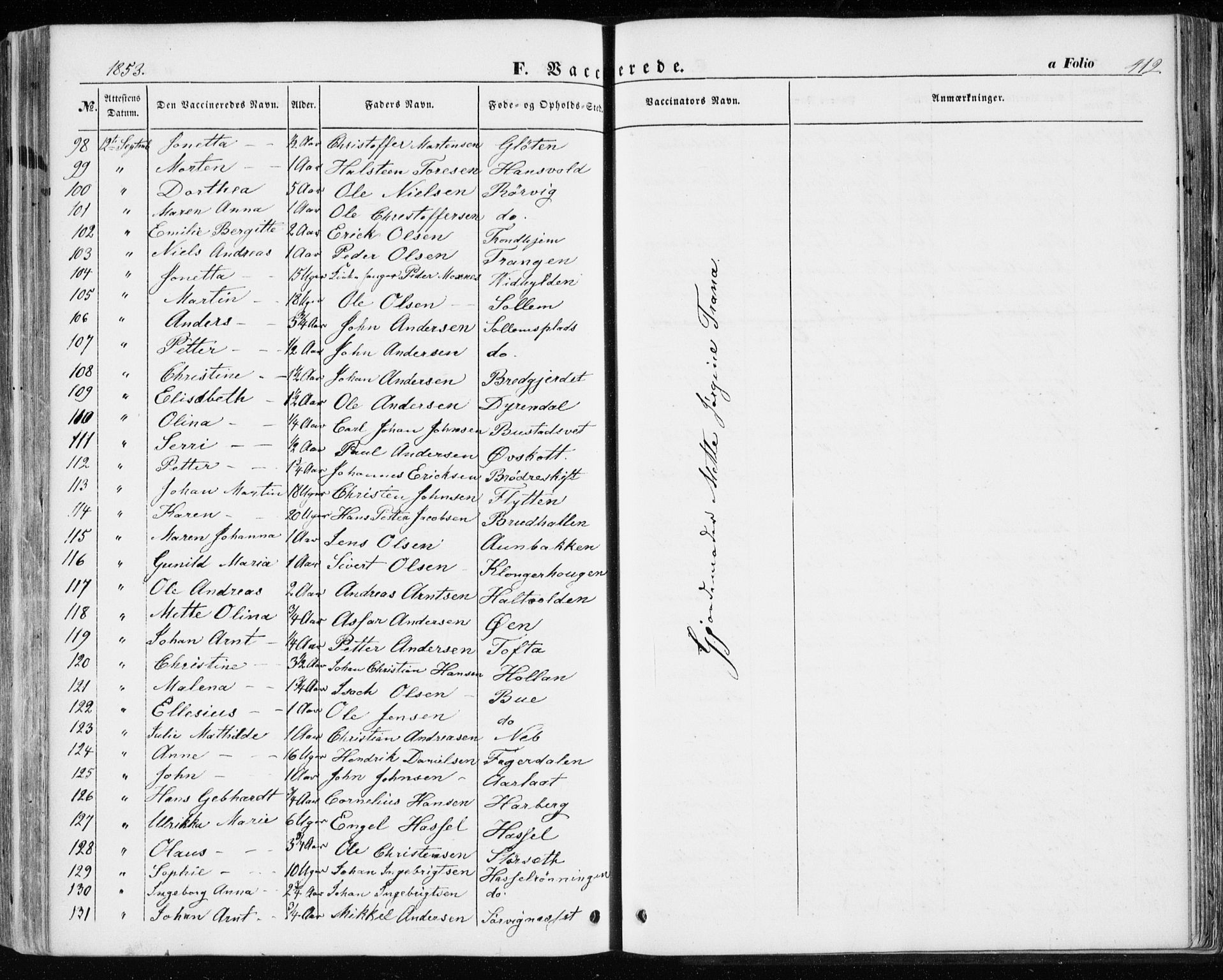 Ministerialprotokoller, klokkerbøker og fødselsregistre - Sør-Trøndelag, SAT/A-1456/646/L0611: Parish register (official) no. 646A09, 1848-1857, p. 412