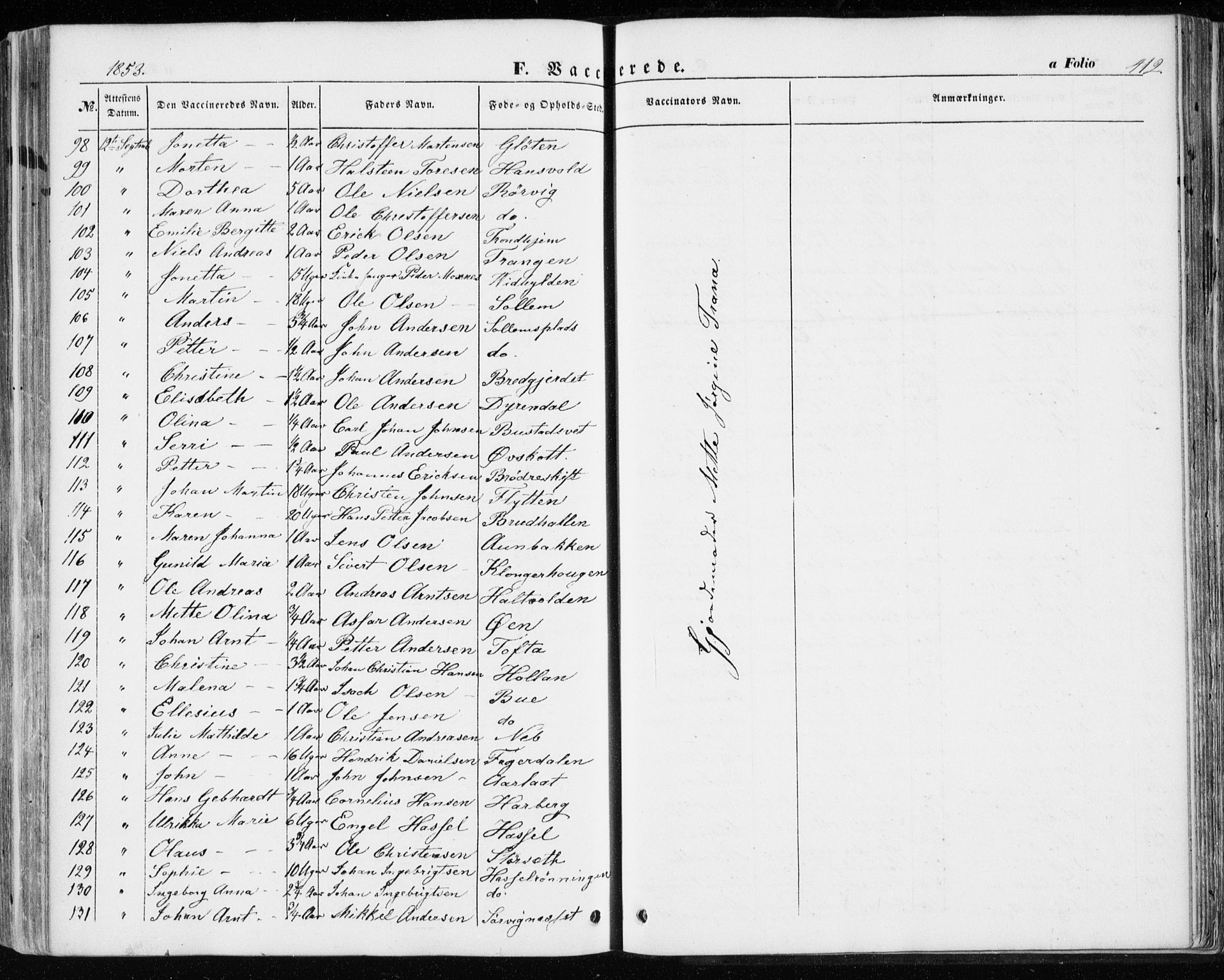 Ministerialprotokoller, klokkerbøker og fødselsregistre - Sør-Trøndelag, AV/SAT-A-1456/646/L0611: Parish register (official) no. 646A09, 1848-1857, p. 412