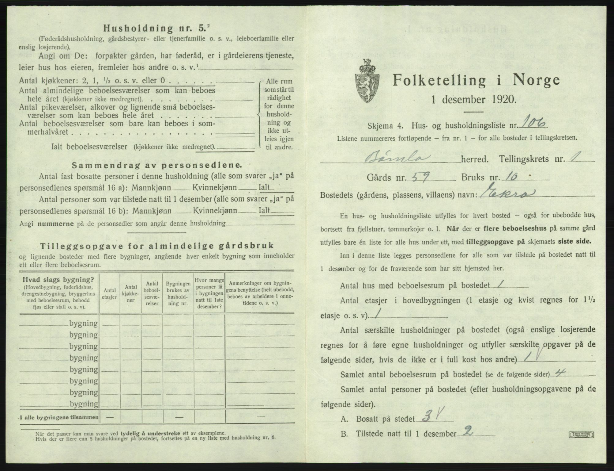 SAB, 1920 census for Bømlo, 1920, p. 232