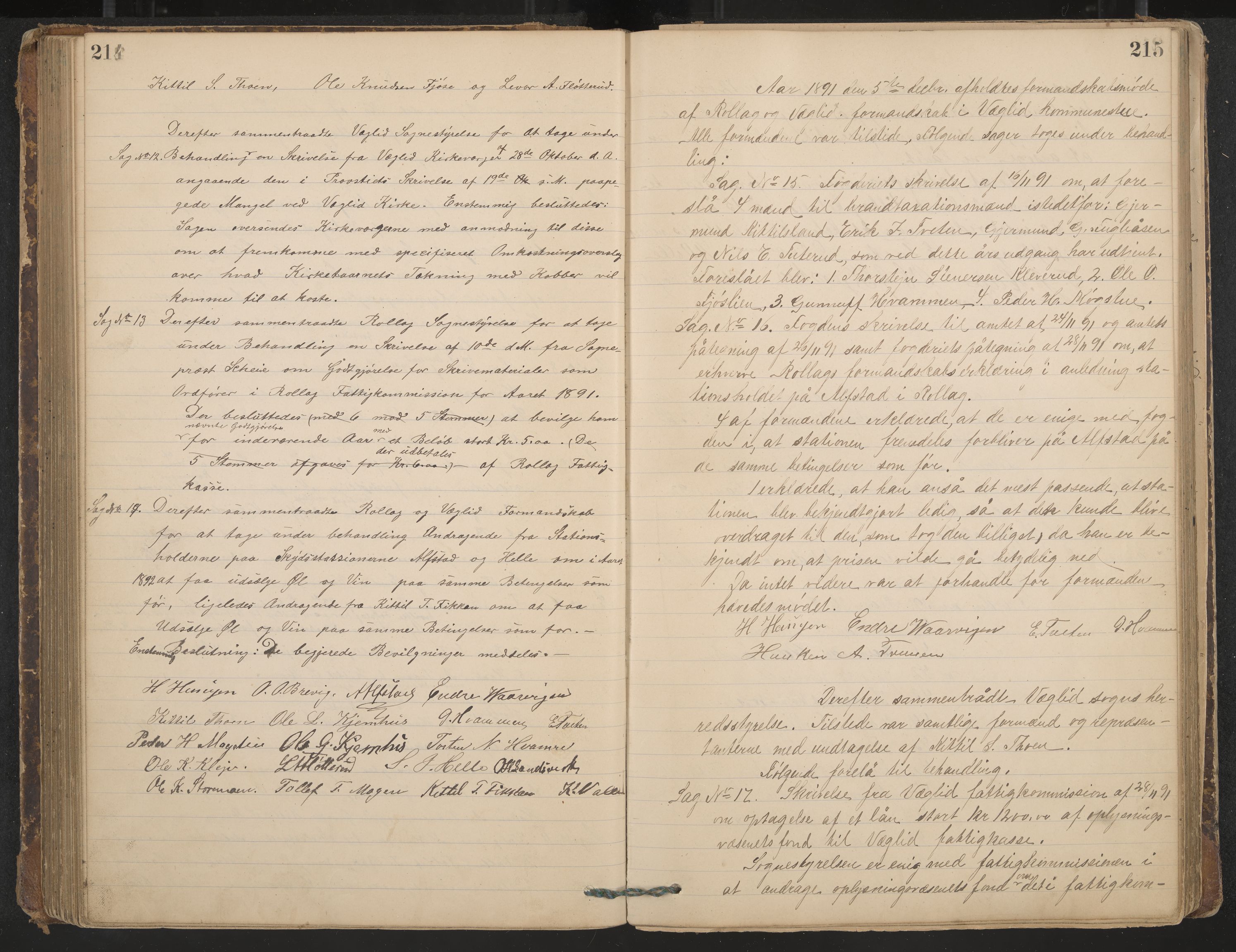 Rollag formannskap og sentraladministrasjon, IKAK/0632021-2/A/Aa/L0003: Møtebok, 1884-1897, p. 214-215