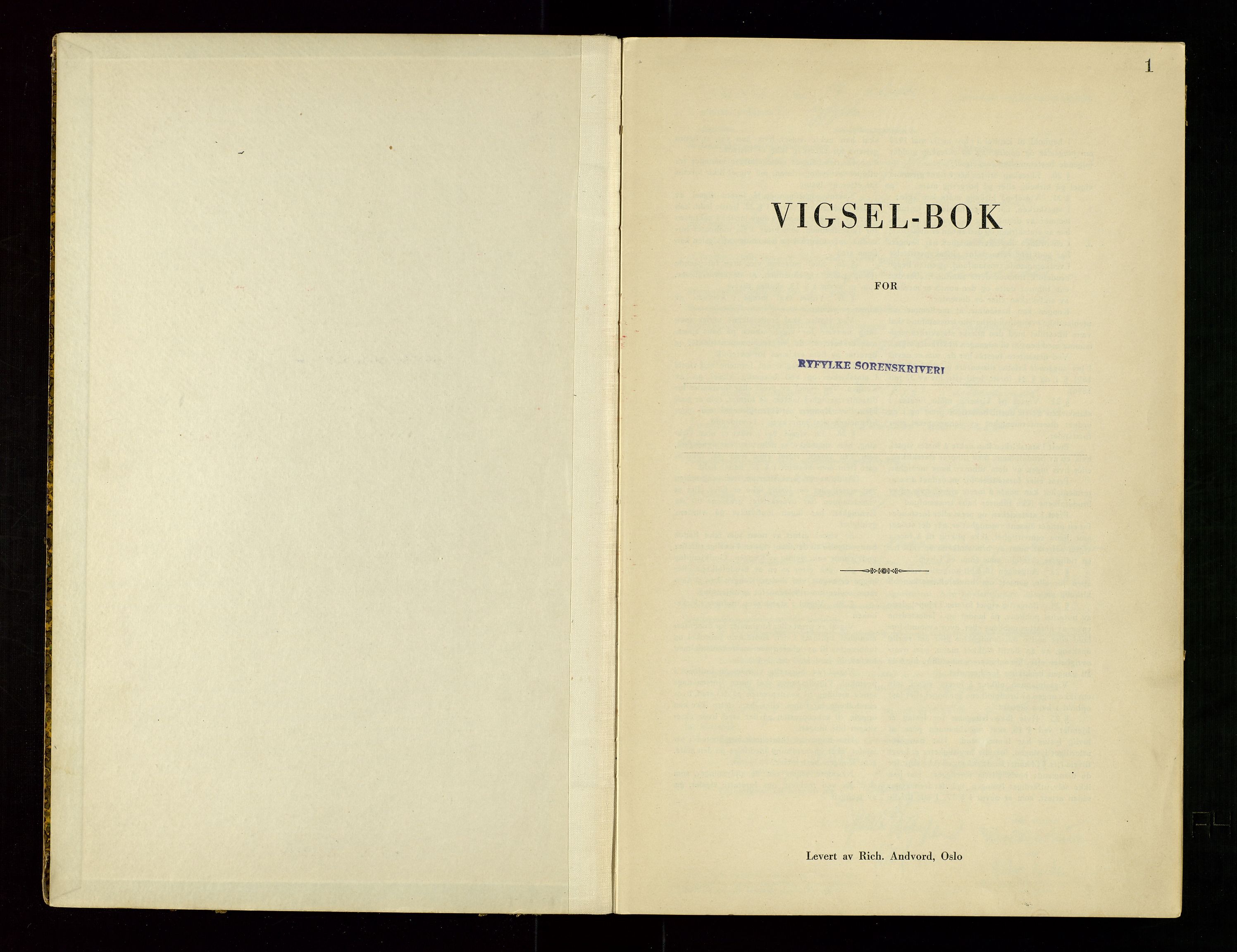 Ryfylke tingrett, AV/SAST-A-100055/001/III/IIIC/L0002: Vigselbok, 1942-1943, p. 1