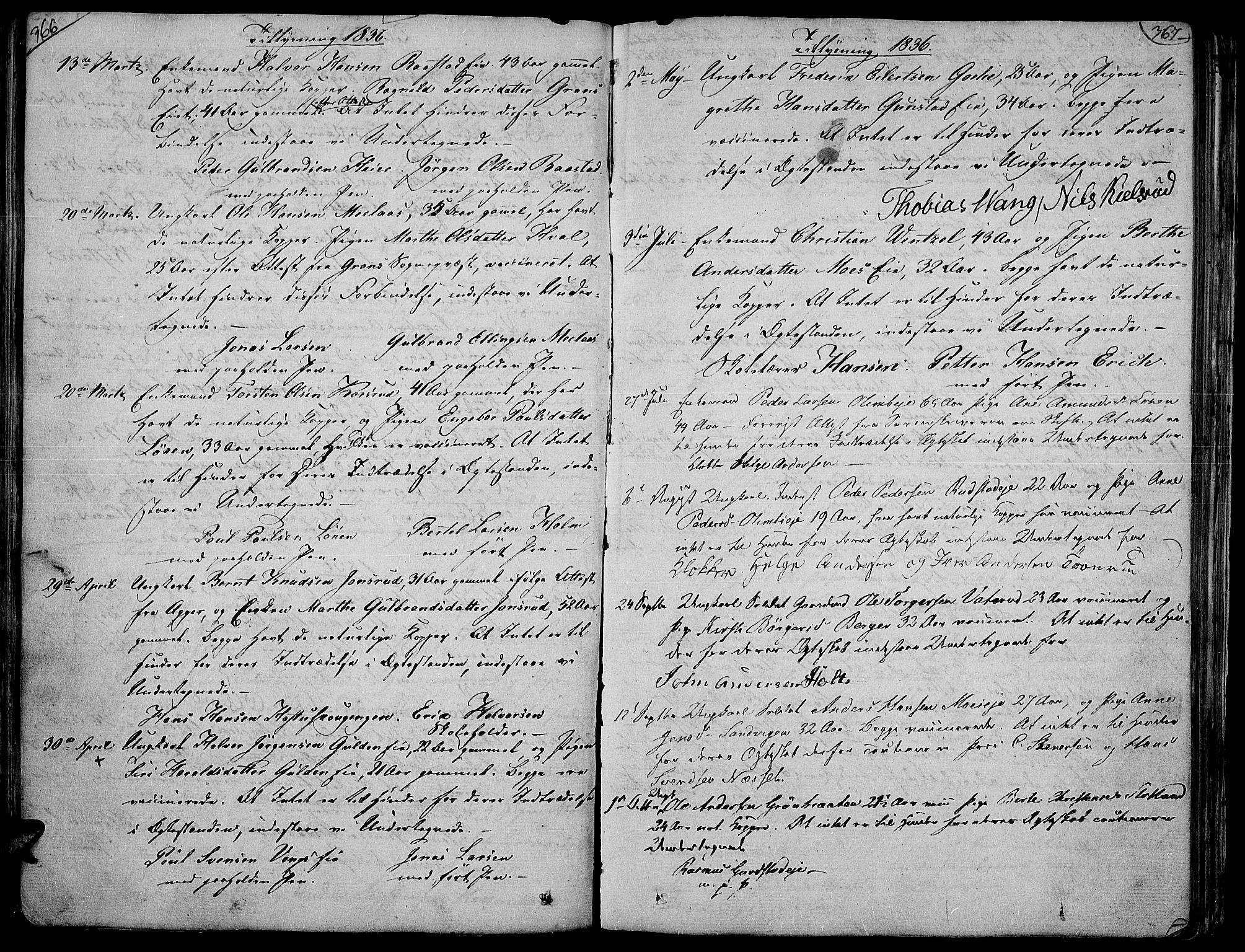 Jevnaker prestekontor, SAH/PREST-116/H/Ha/Haa/L0004: Parish register (official) no. 4, 1800-1861, p. 366-367