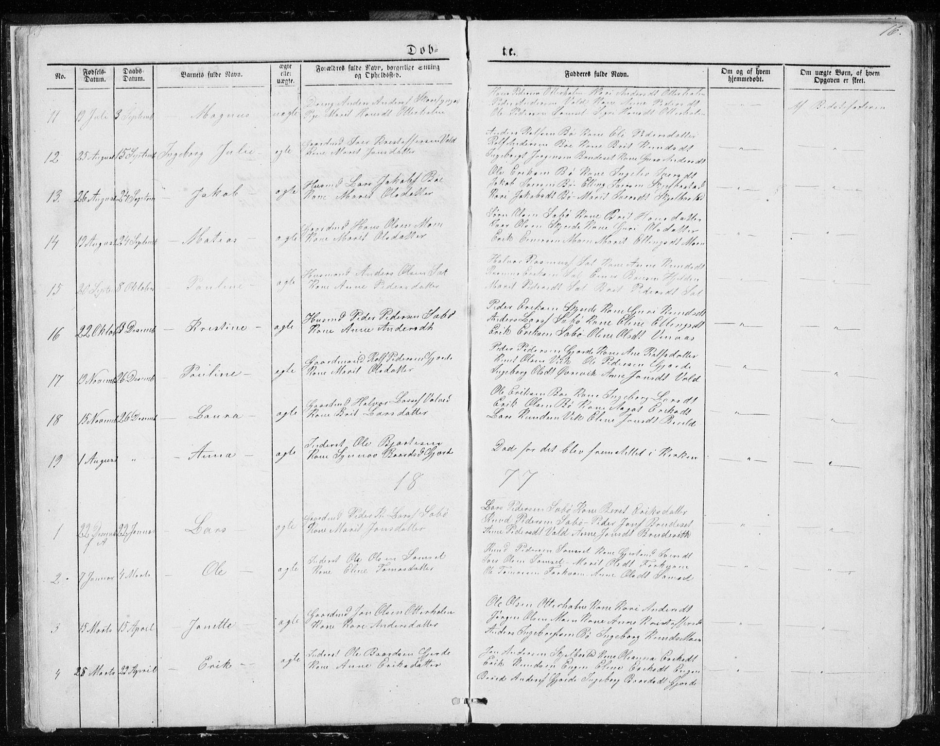 Ministerialprotokoller, klokkerbøker og fødselsregistre - Møre og Romsdal, SAT/A-1454/543/L0564: Parish register (copy) no. 543C02, 1867-1915, p. 16