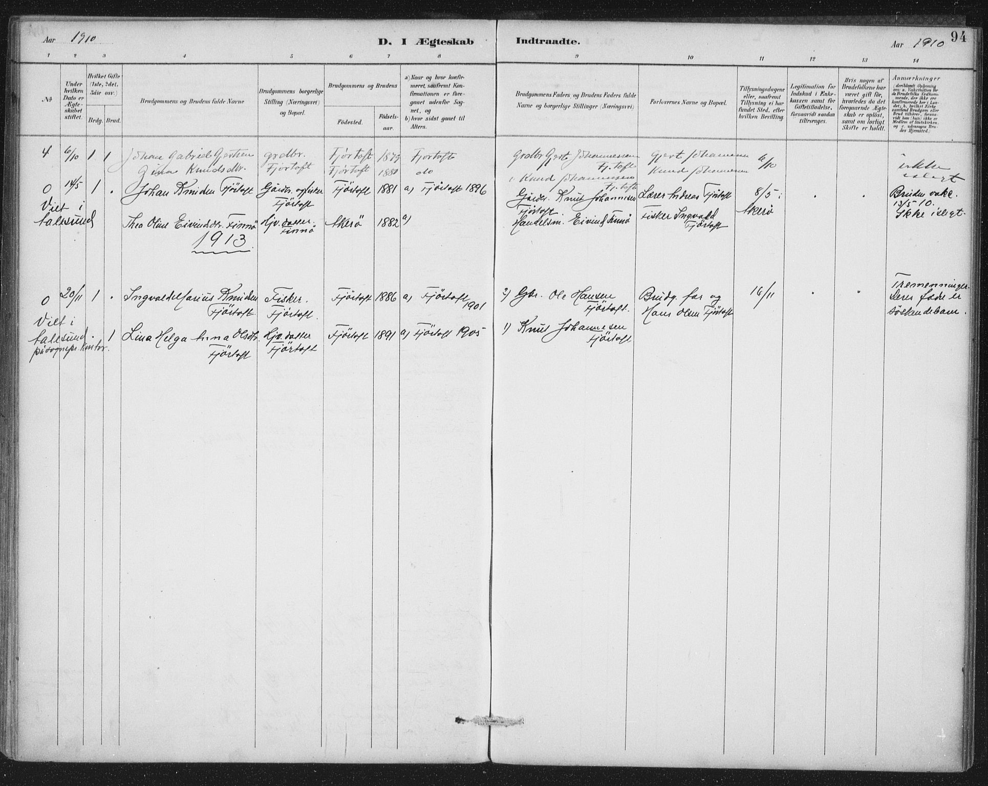 Ministerialprotokoller, klokkerbøker og fødselsregistre - Møre og Romsdal, SAT/A-1454/538/L0522: Parish register (official) no. 538A01, 1884-1913, p. 94