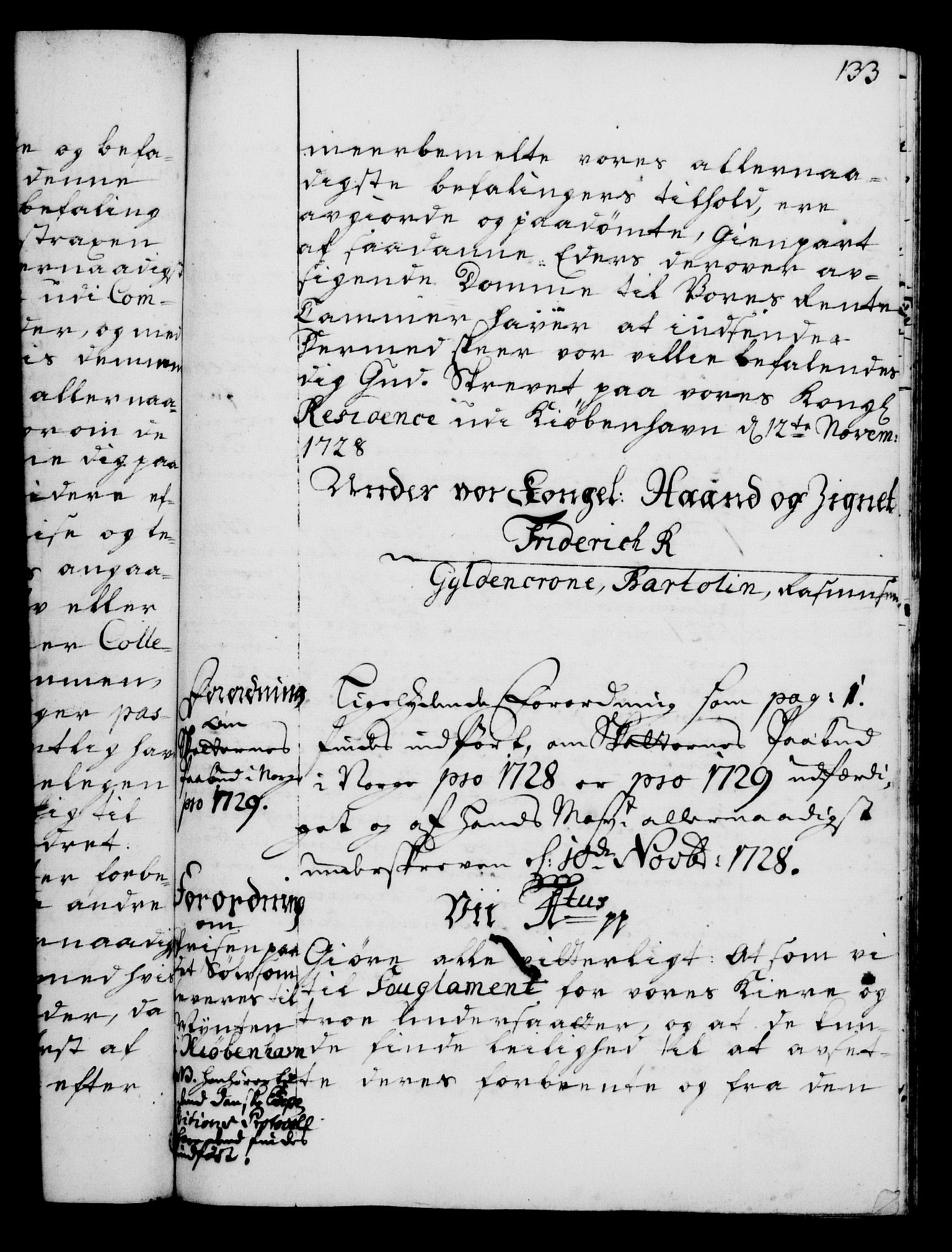 Rentekammeret, Kammerkanselliet, RA/EA-3111/G/Gg/Gga/L0003: Norsk ekspedisjonsprotokoll med register (merket RK 53.3), 1727-1734, p. 133
