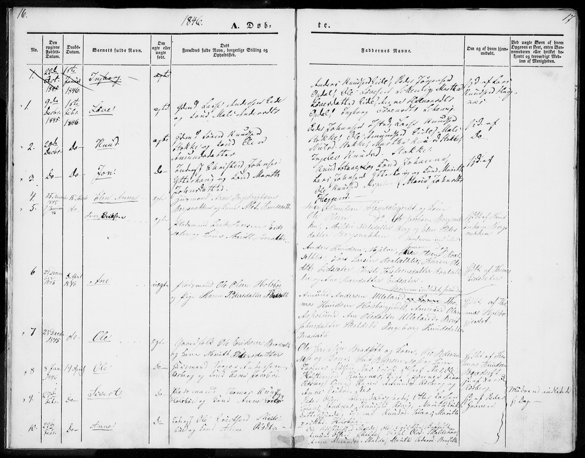 Ministerialprotokoller, klokkerbøker og fødselsregistre - Møre og Romsdal, AV/SAT-A-1454/557/L0680: Parish register (official) no. 557A02, 1843-1869, p. 16-17