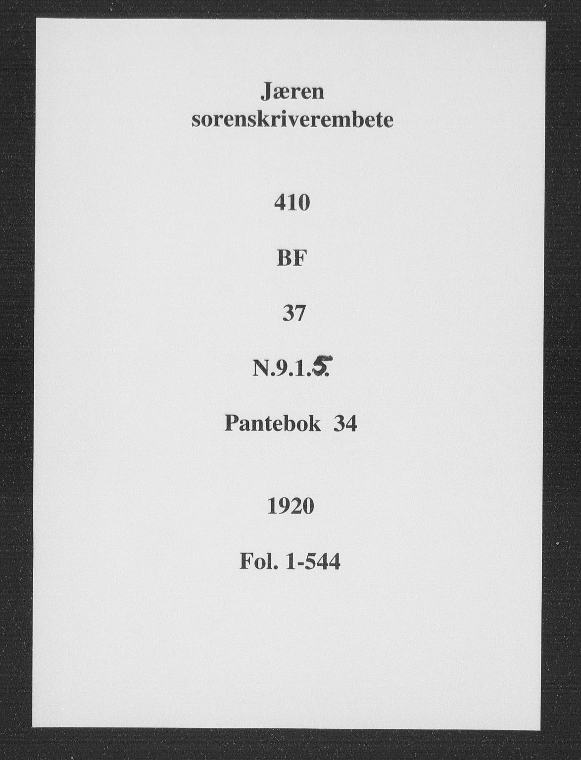Jæren sorenskriveri, SAST/A-100310/01/4/41/41BF/L0037: Mortgage book no. 34a, 1920-1920