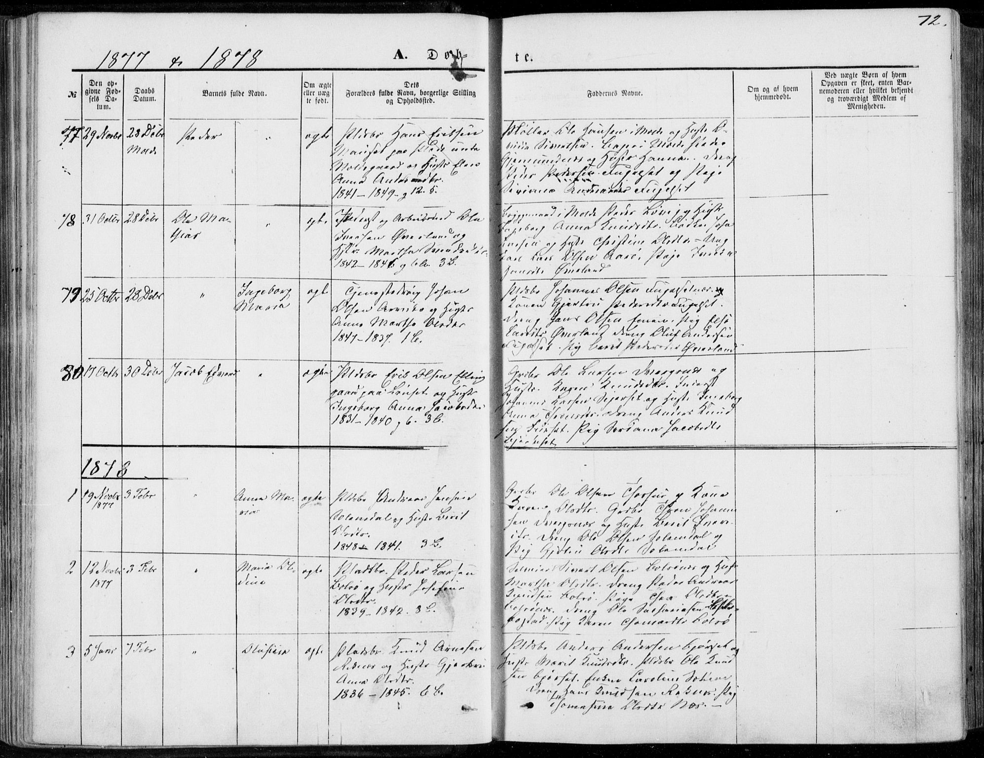 Ministerialprotokoller, klokkerbøker og fødselsregistre - Møre og Romsdal, SAT/A-1454/555/L0655: Parish register (official) no. 555A05, 1869-1886, p. 72