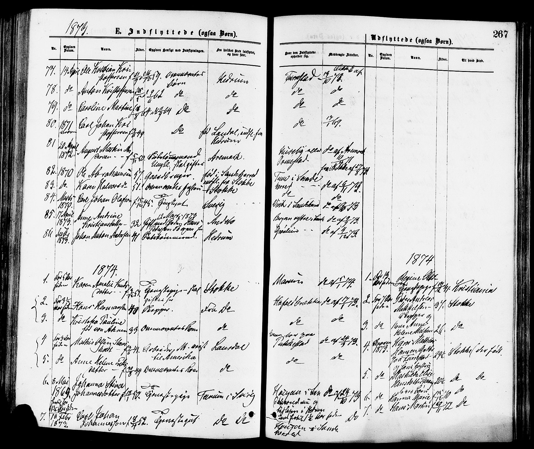 Sandar kirkebøker, SAKO/A-243/F/Fa/L0011: Parish register (official) no. 11, 1872-1882, p. 267
