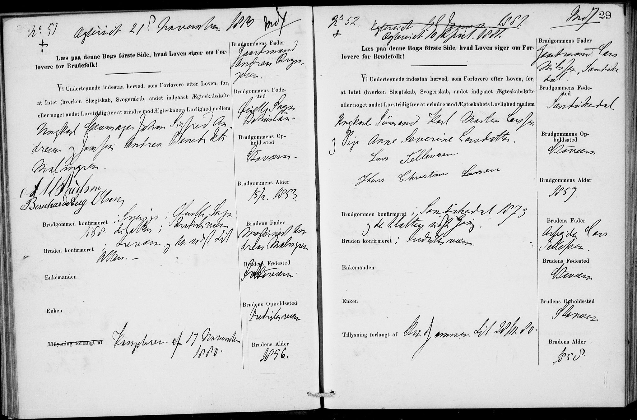 Stavern kirkebøker, AV/SAKO-A-318/H/Ha/L0001: Banns register no. 1, 1875-1918, p. 29