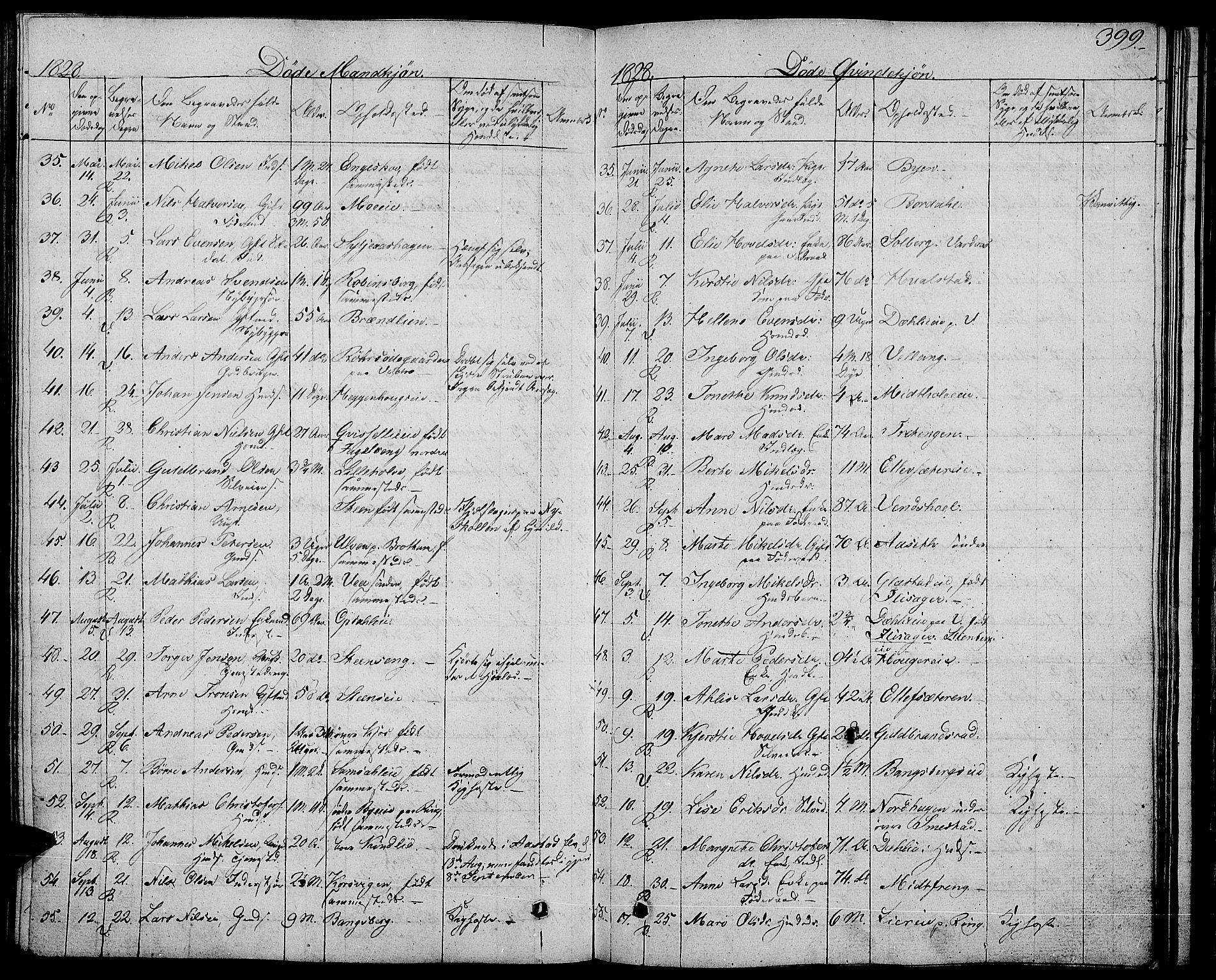 Ringsaker prestekontor, AV/SAH-PREST-014/L/La/L0004: Parish register (copy) no. 4, 1827-1838, p. 399