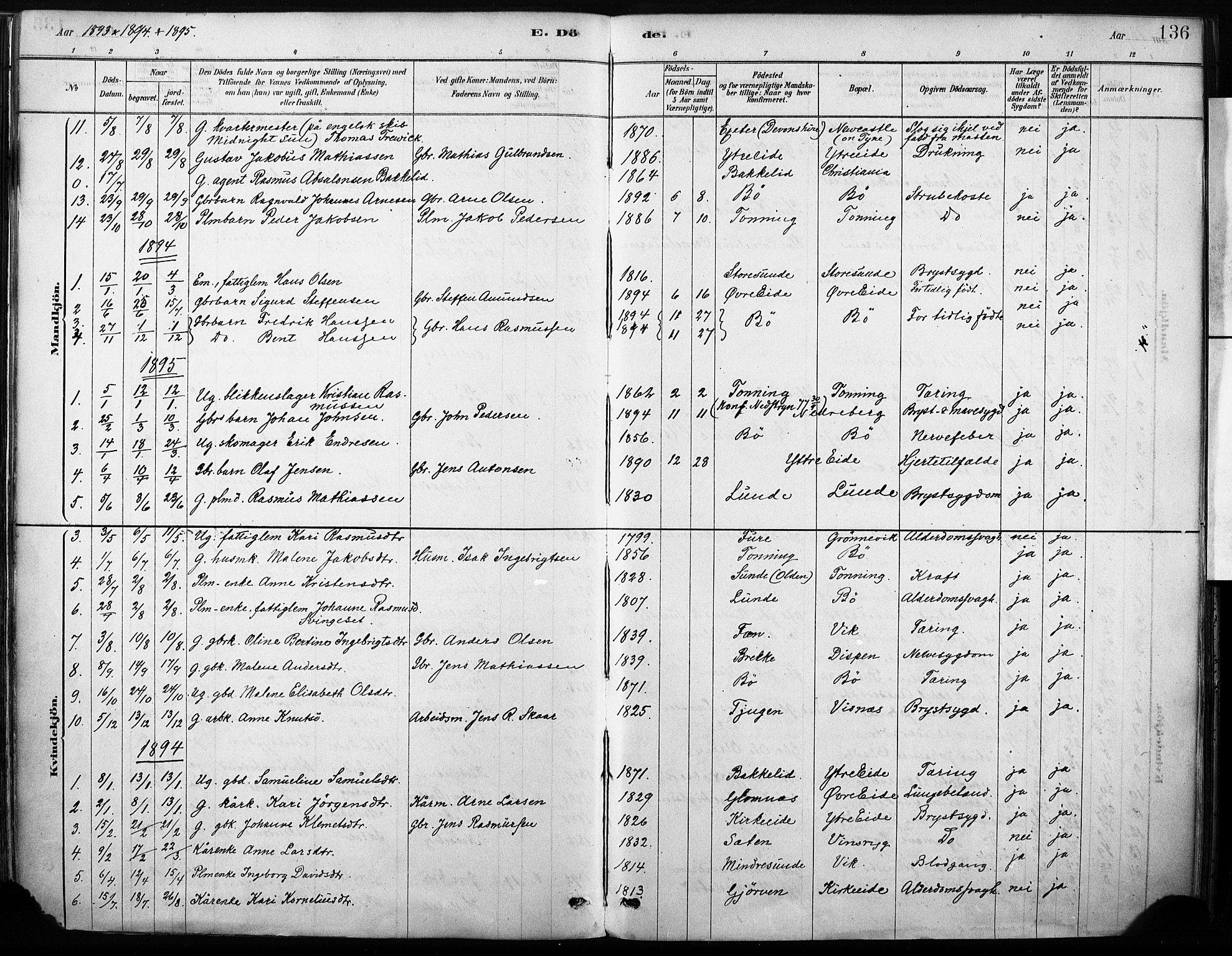 Stryn Sokneprestembete, AV/SAB-A-82501: Parish register (official) no. B 1, 1878-1907, p. 136