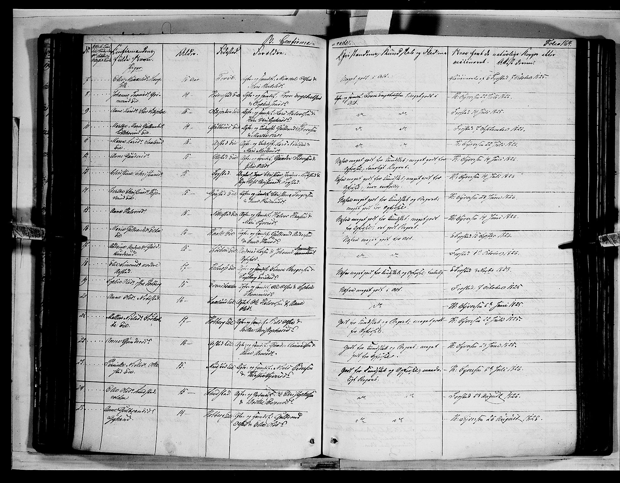 Stange prestekontor, SAH/PREST-002/K/L0010: Parish register (official) no. 10, 1835-1845, p. 164