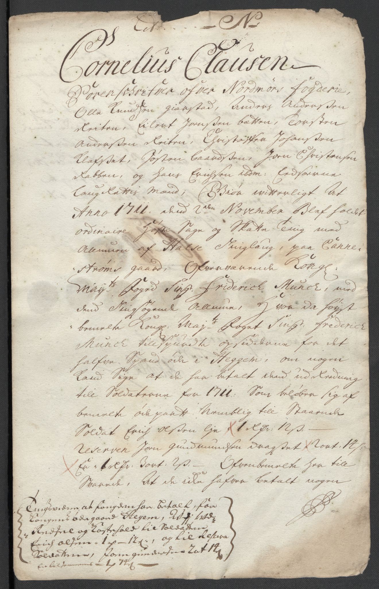 Rentekammeret inntil 1814, Reviderte regnskaper, Fogderegnskap, AV/RA-EA-4092/R56/L3745: Fogderegnskap Nordmøre, 1711, p. 405