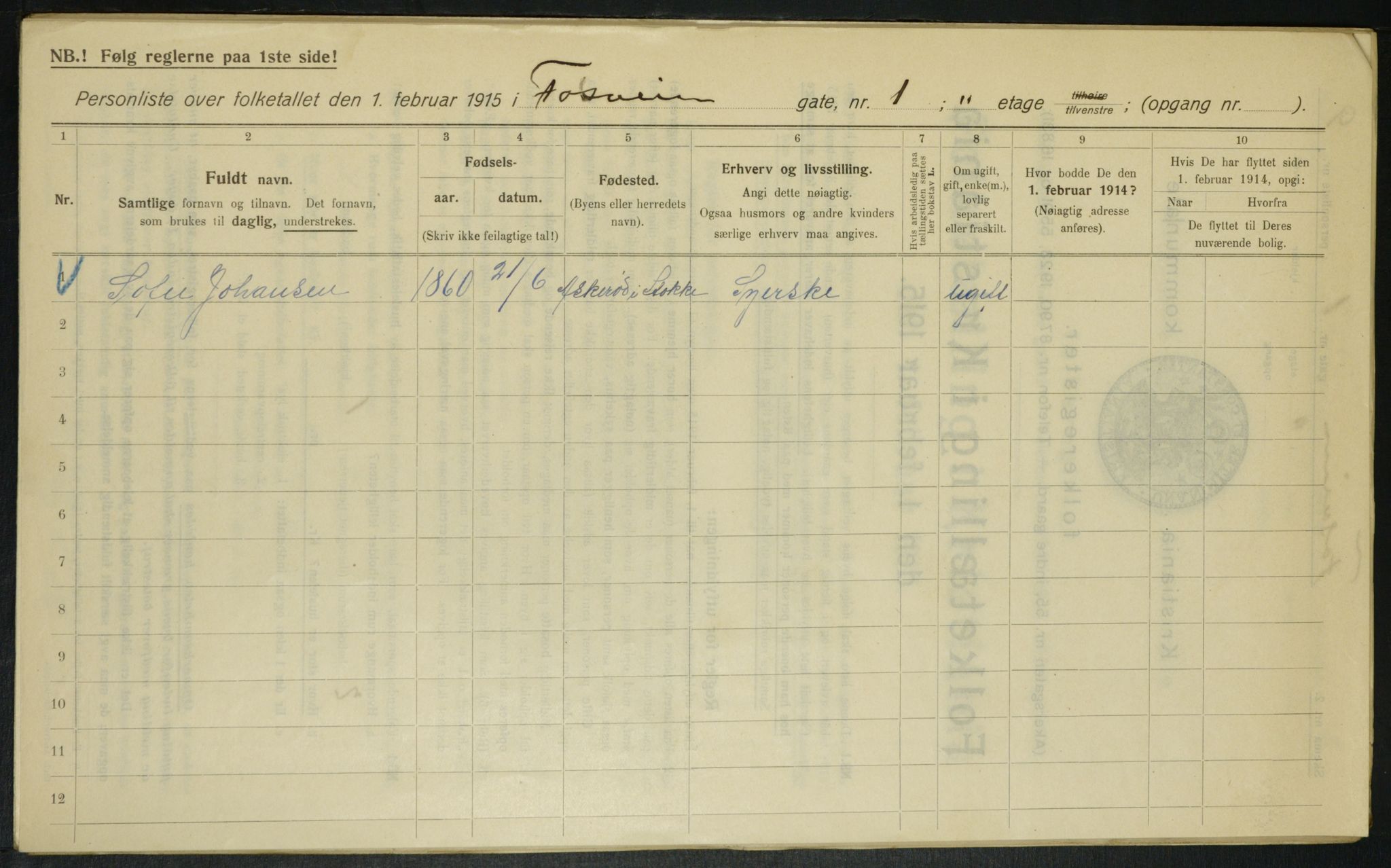 OBA, Municipal Census 1915 for Kristiania, 1915, p. 24209