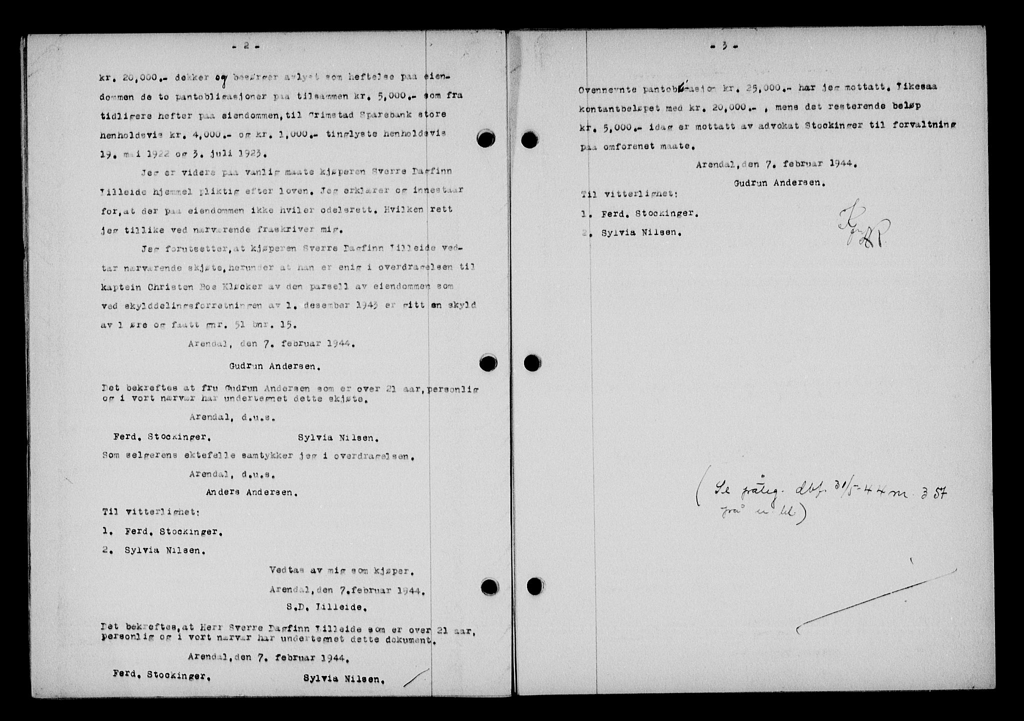 Vestre Nedenes/Sand sorenskriveri, SAK/1221-0010/G/Gb/Gba/L0053: Mortgage book no. A 6, 1944-1945, Diary no: : 112/1944