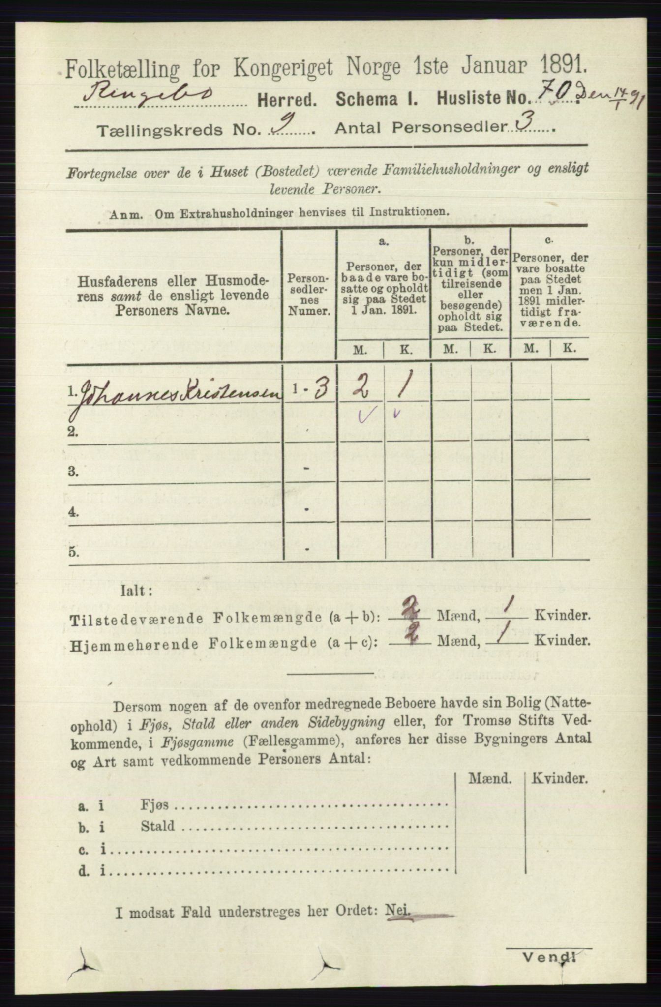 RA, 1891 census for 0520 Ringebu, 1891, p. 4232