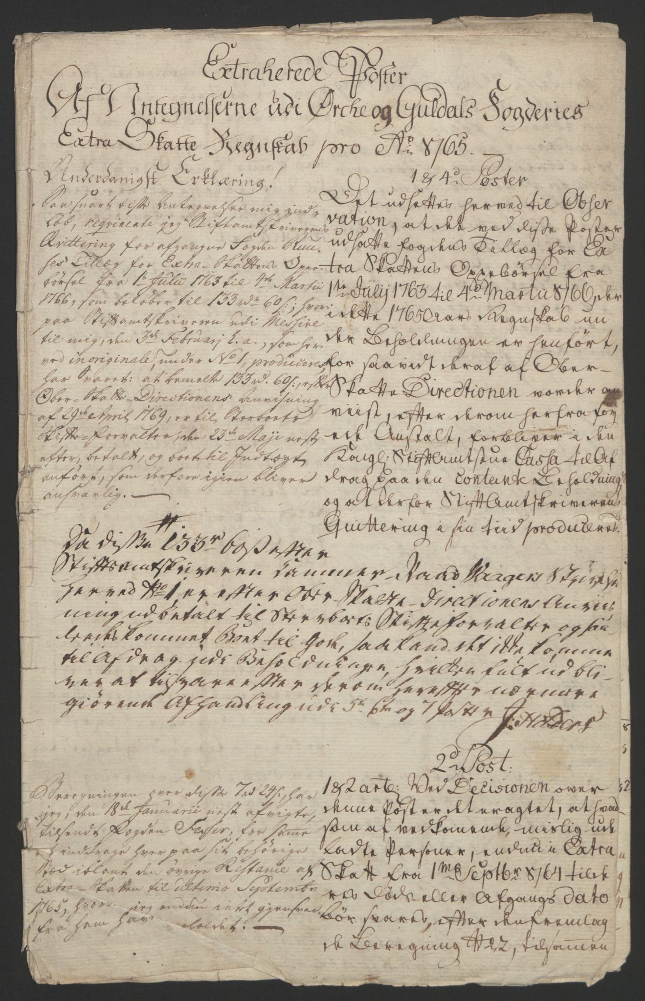 Rentekammeret inntil 1814, Reviderte regnskaper, Fogderegnskap, RA/EA-4092/R60/L4094: Ekstraskatten Orkdal og Gauldal, 1762-1765, p. 317