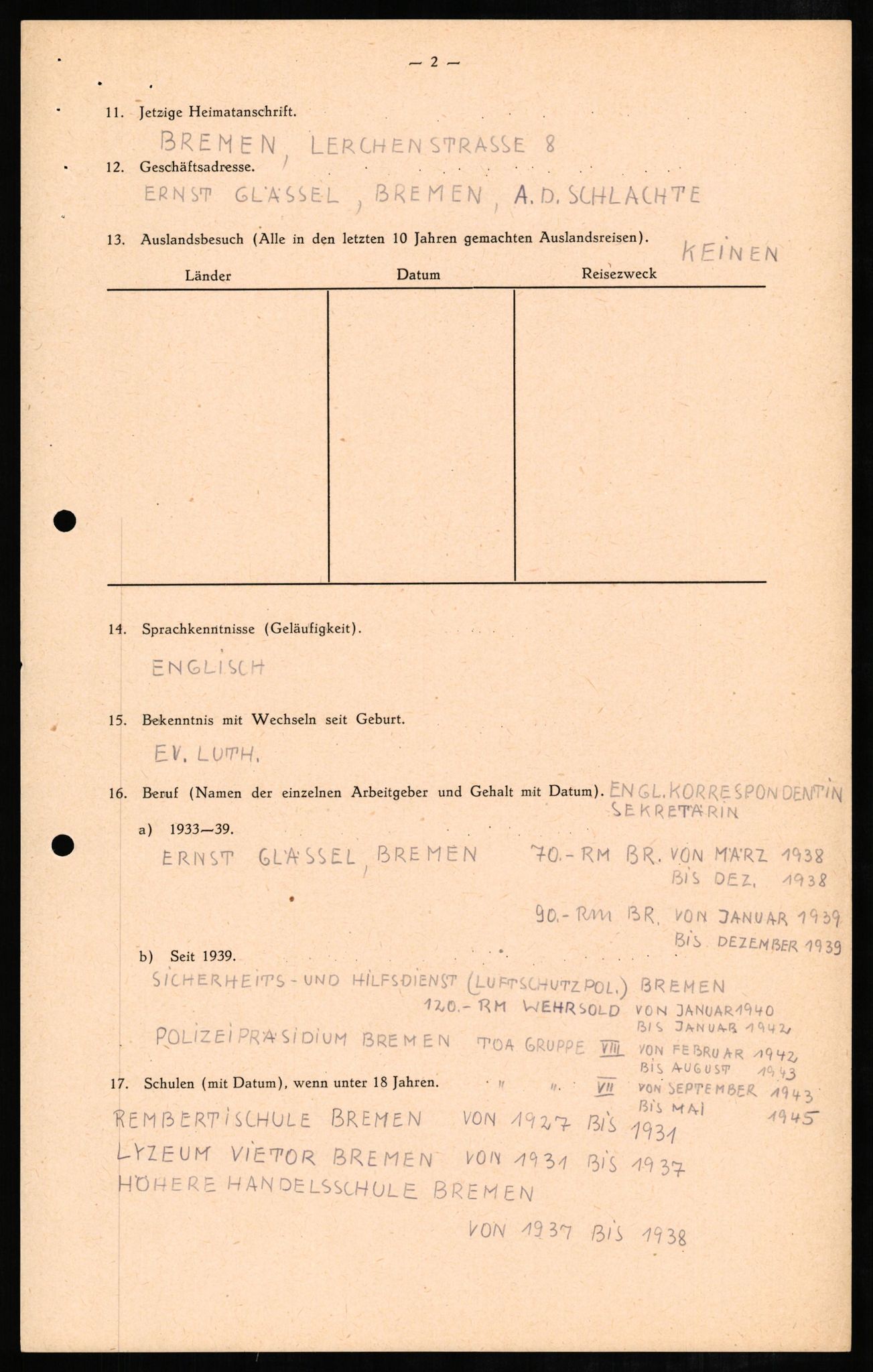 Forsvaret, Forsvarets overkommando II, AV/RA-RAFA-3915/D/Db/L0006: CI Questionaires. Tyske okkupasjonsstyrker i Norge. Tyskere., 1945-1946, p. 231