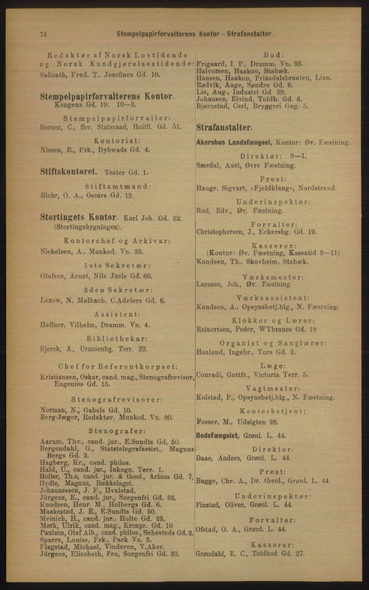 Kristiania/Oslo adressebok, PUBL/-, 1906, p. 74
