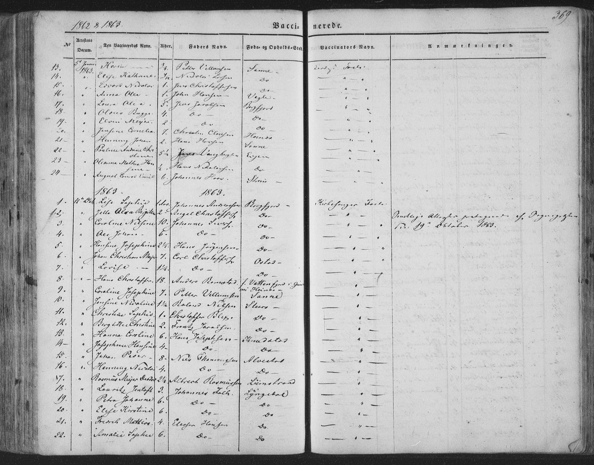 Ministerialprotokoller, klokkerbøker og fødselsregistre - Nordland, AV/SAT-A-1459/880/L1131: Parish register (official) no. 880A05, 1844-1868, p. 369