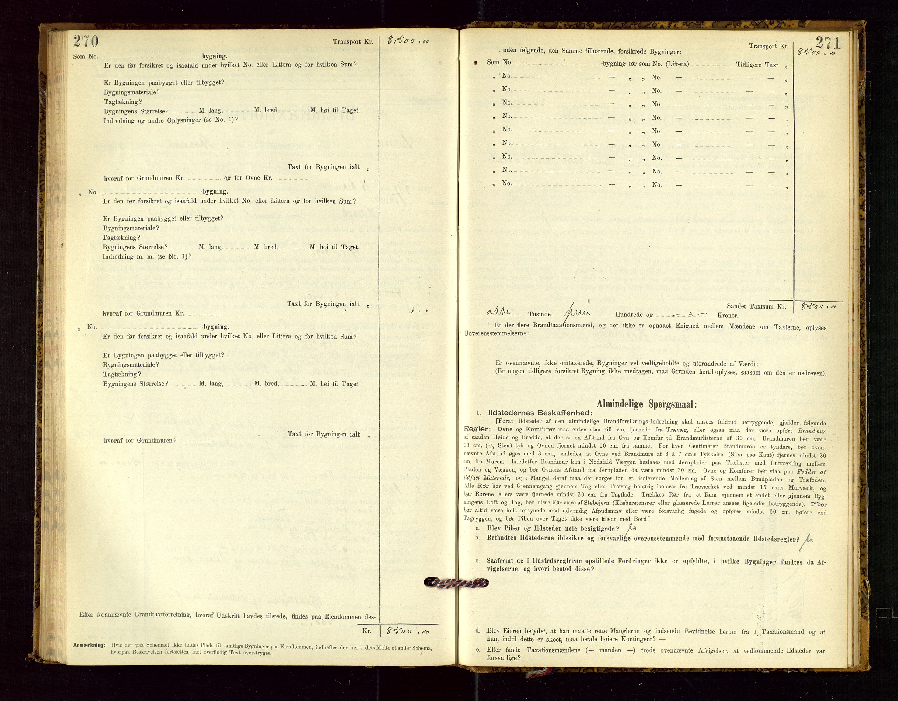 Suldal lensmannskontor, SAST/A-100419/Gob/L0001: "Brandtaxationsprotokol", 1894-1923, p. 270-271