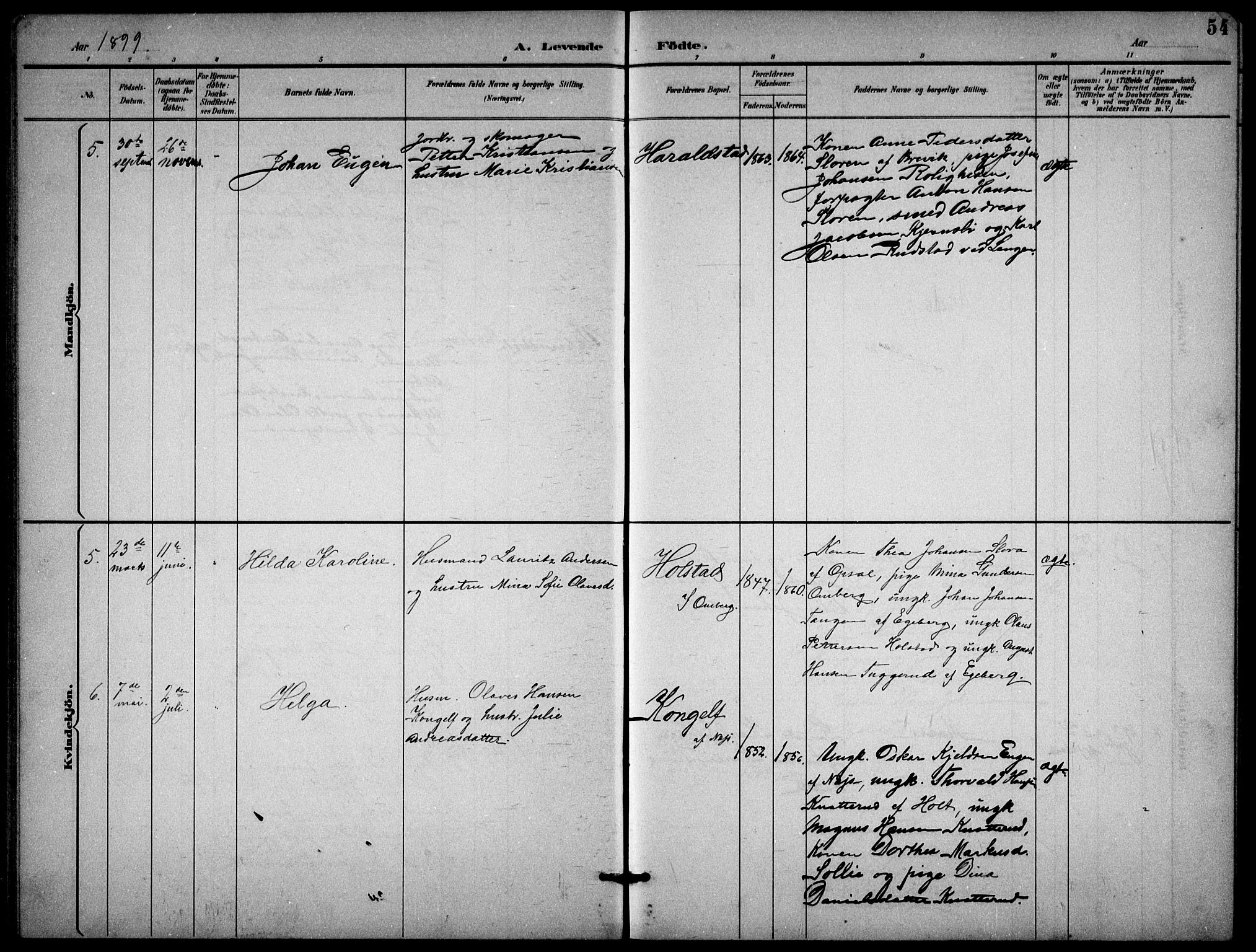Enebakk prestekontor Kirkebøker, AV/SAO-A-10171c/G/Gb/L0002: Parish register (copy) no. II 2, 1891-1903, p. 54