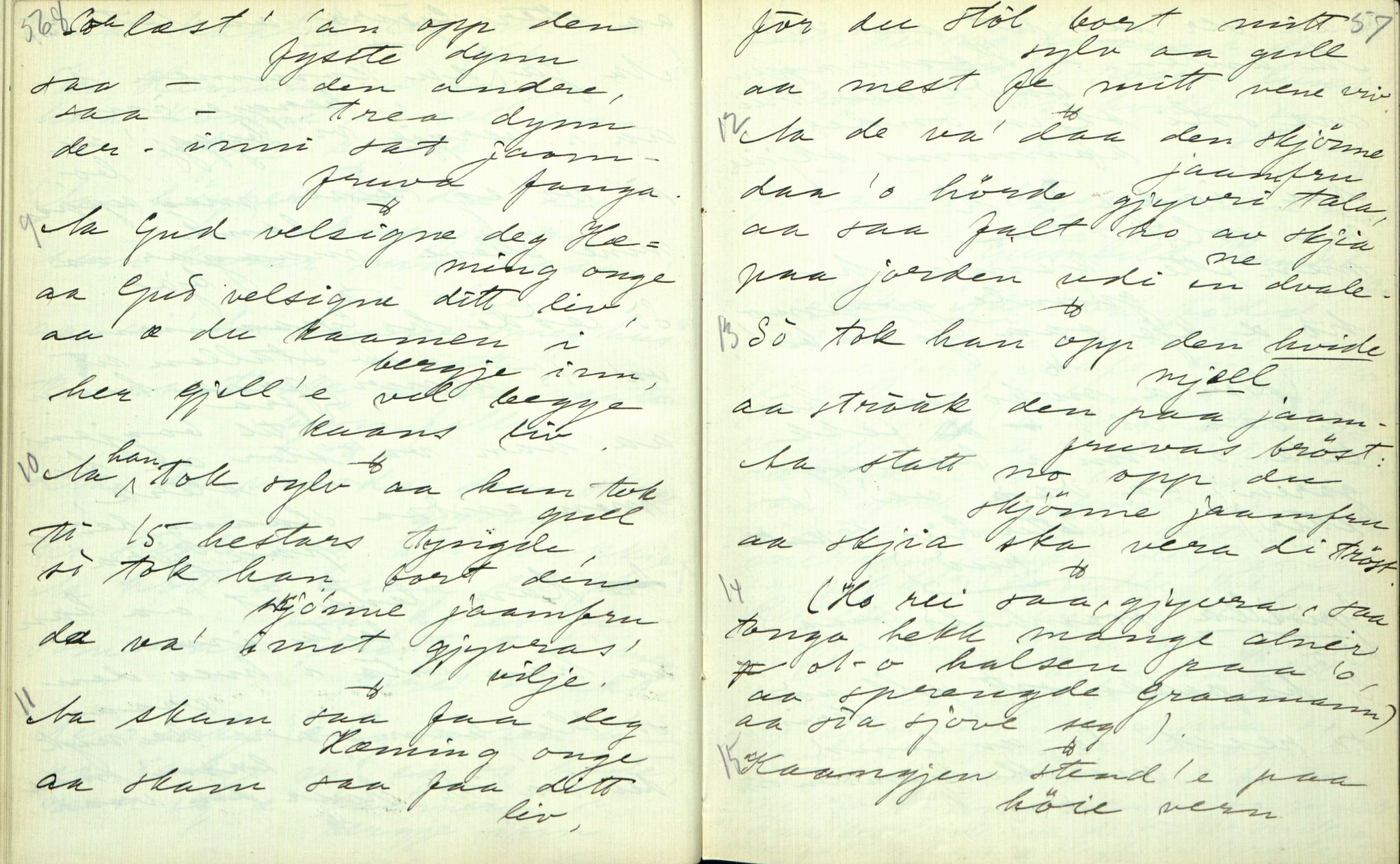 Rikard Berge, TEMU/TGM-A-1003/F/L0003/0004: 061-100 Innholdslister / 64 Segnir og sogur m.m., 1910, p. 56-57