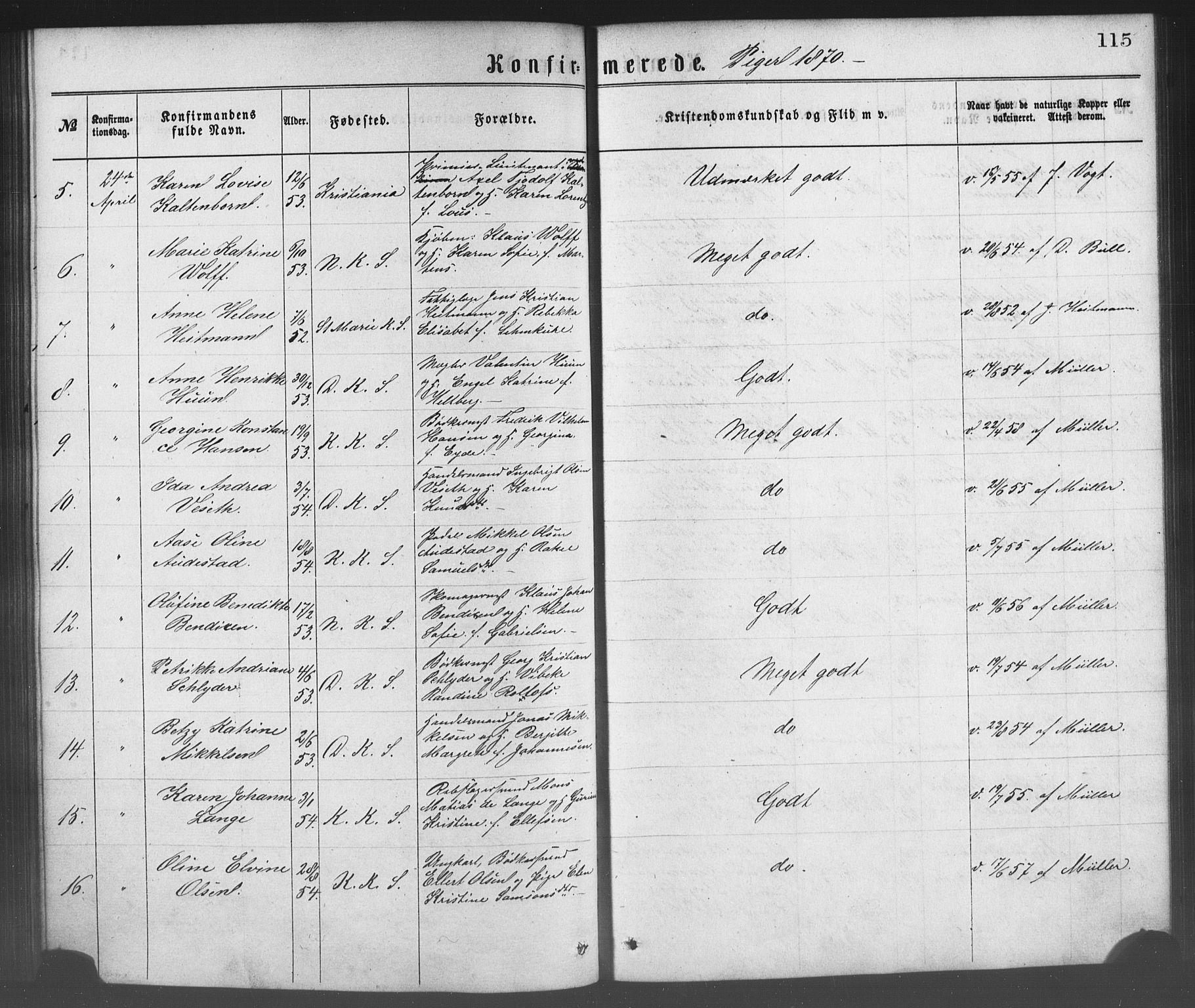 Korskirken sokneprestembete, SAB/A-76101/H/Haa/L0028: Parish register (official) no. C 4, 1868-1879, p. 115