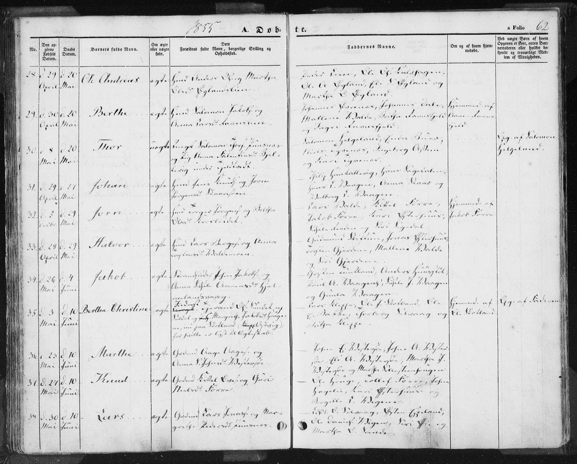 Hjelmeland sokneprestkontor, AV/SAST-A-101843/01/IV/L0009: Parish register (official) no. A 9, 1846-1860, p. 62