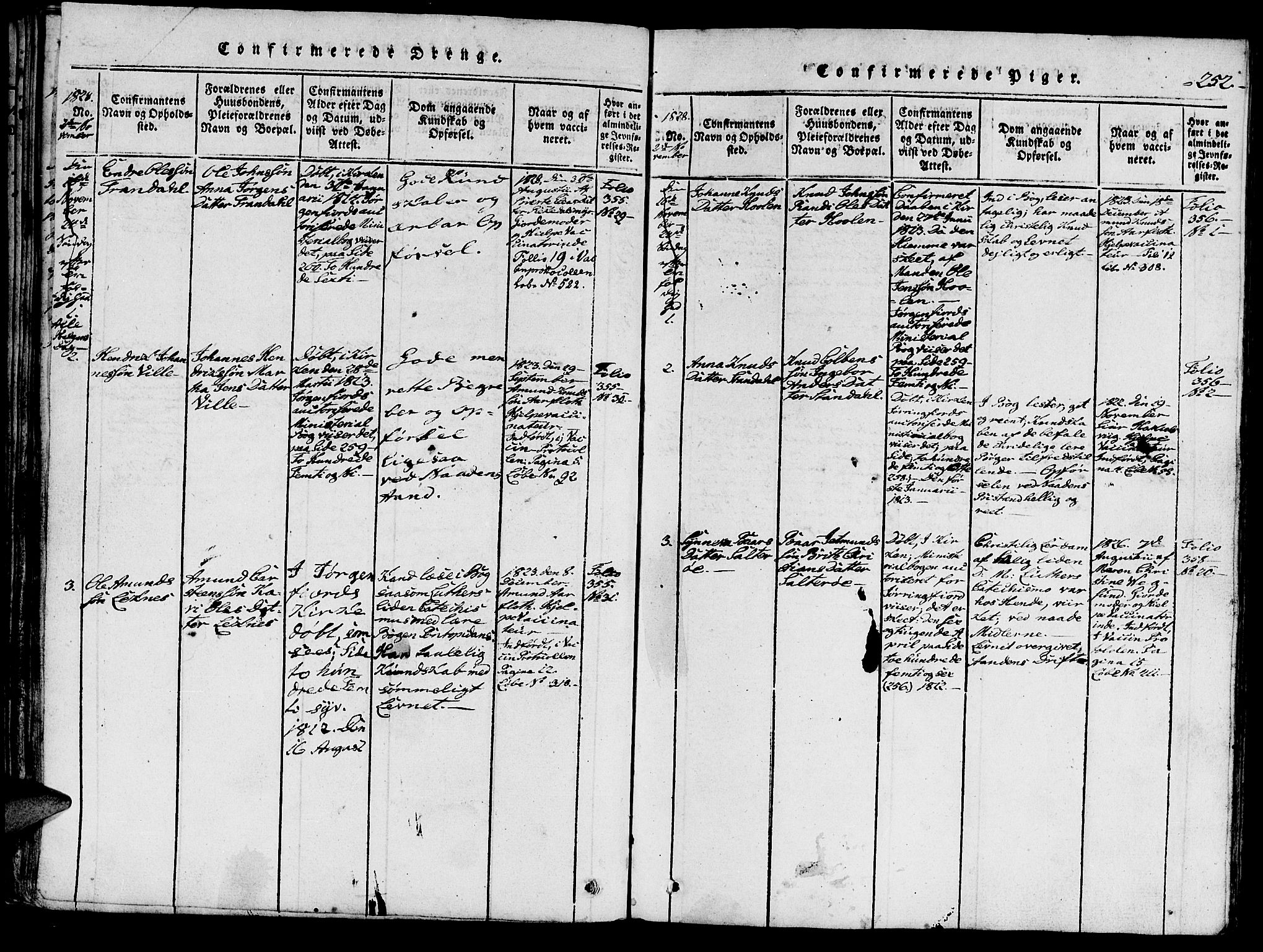 Ministerialprotokoller, klokkerbøker og fødselsregistre - Møre og Romsdal, AV/SAT-A-1454/515/L0207: Parish register (official) no. 515A03, 1819-1829, p. 252