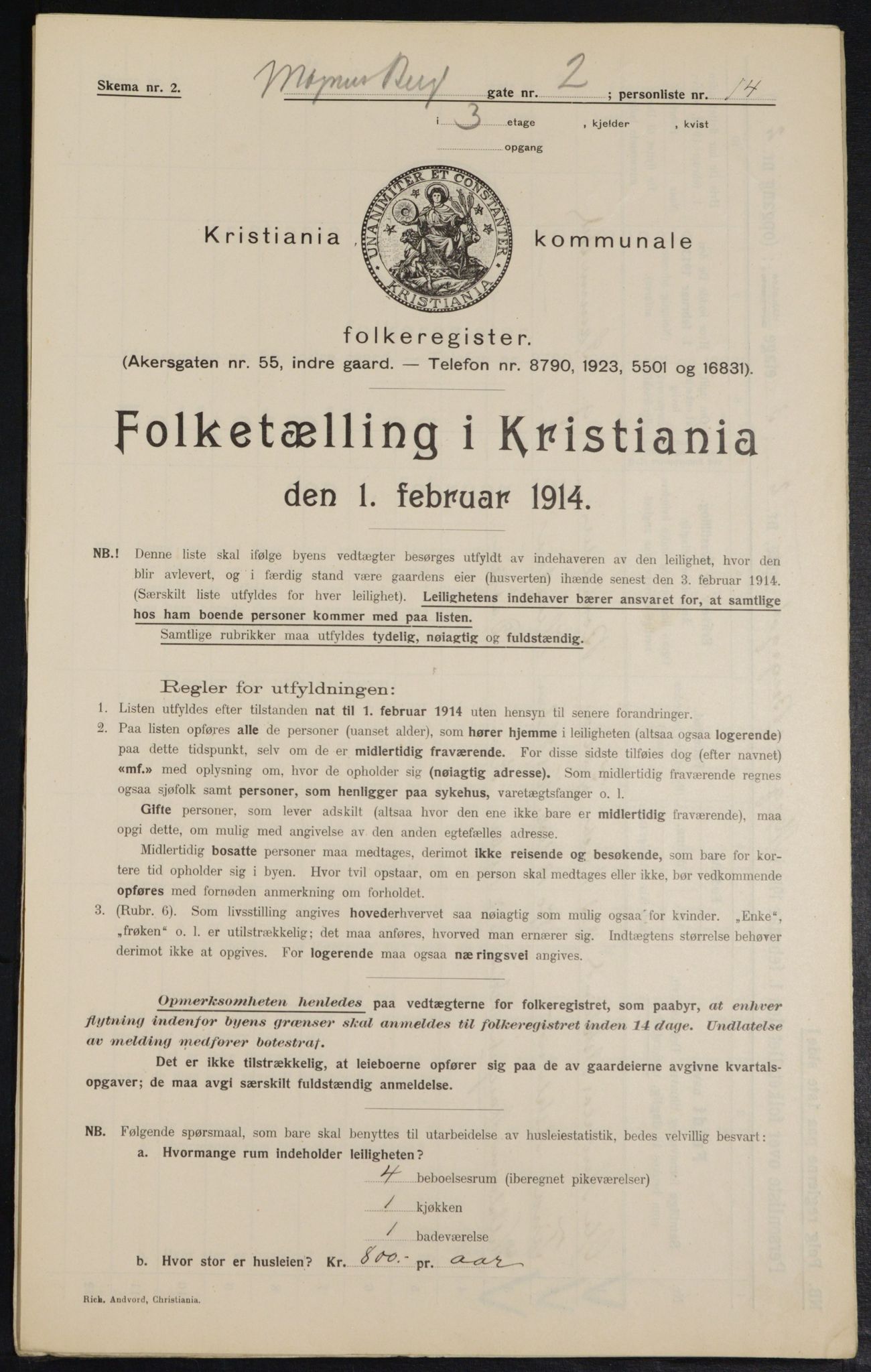 OBA, Municipal Census 1914 for Kristiania, 1914, p. 58994