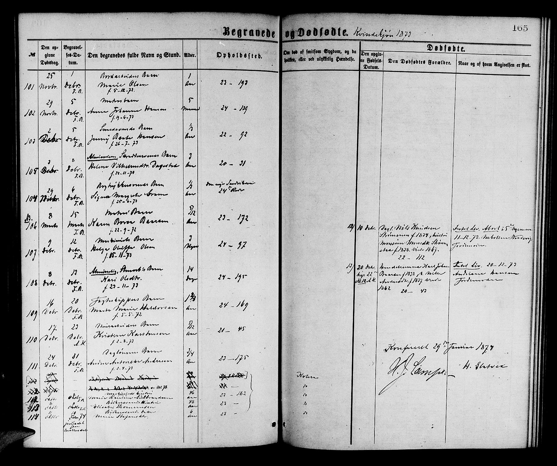 Korskirken sokneprestembete, AV/SAB-A-76101/H/Hab: Parish register (copy) no. E 3, 1871-1883, p. 165