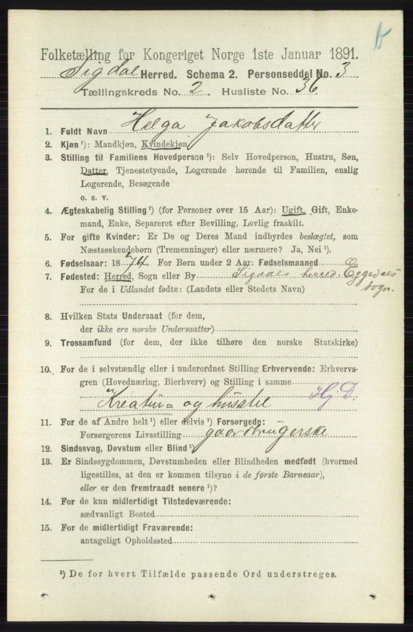 RA, 1891 census for 0621 Sigdal, 1891, p. 4090
