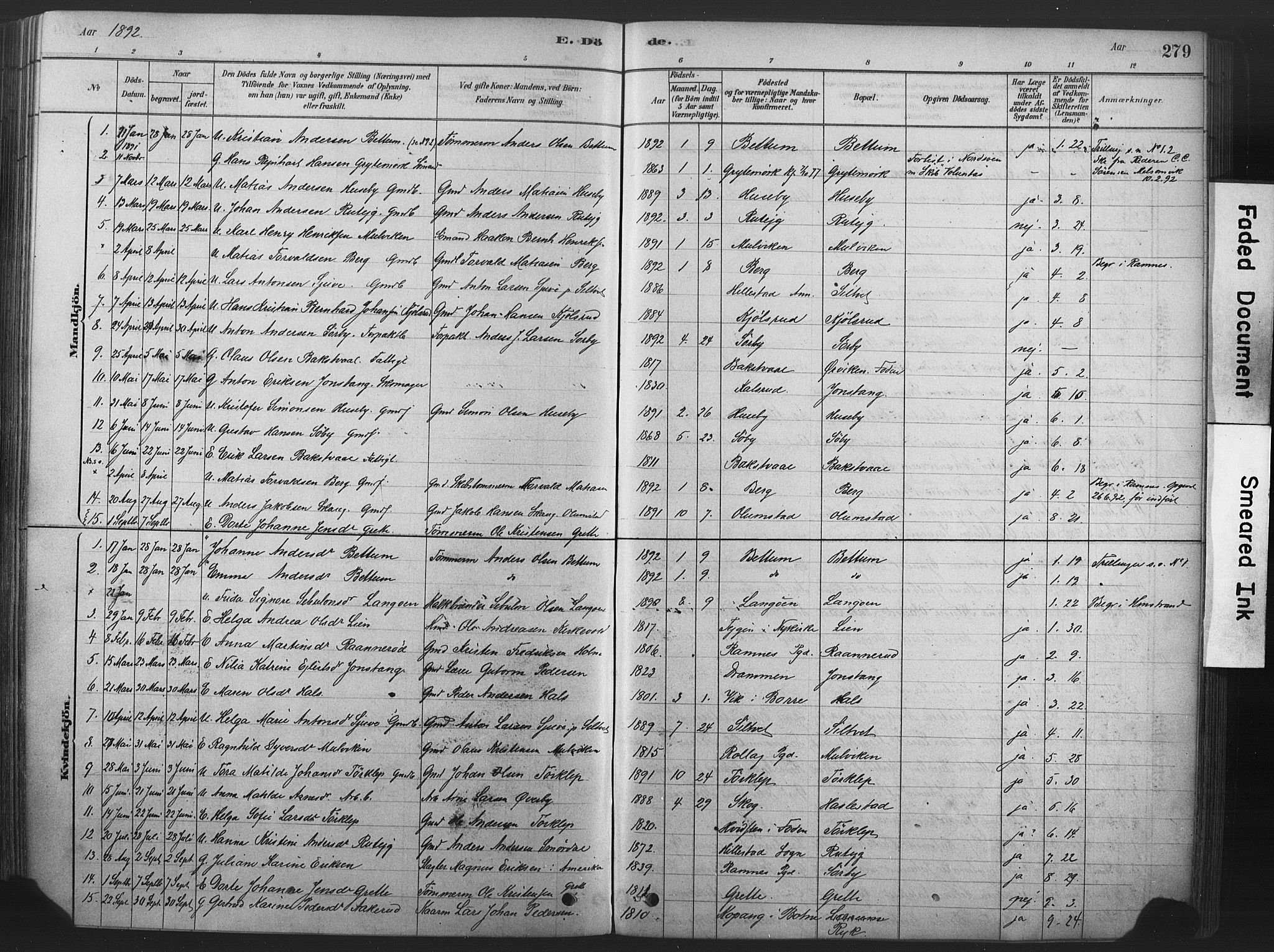 Våle kirkebøker, SAKO/A-334/F/Fa/L0011: Parish register (official) no. I 11, 1878-1906, p. 279