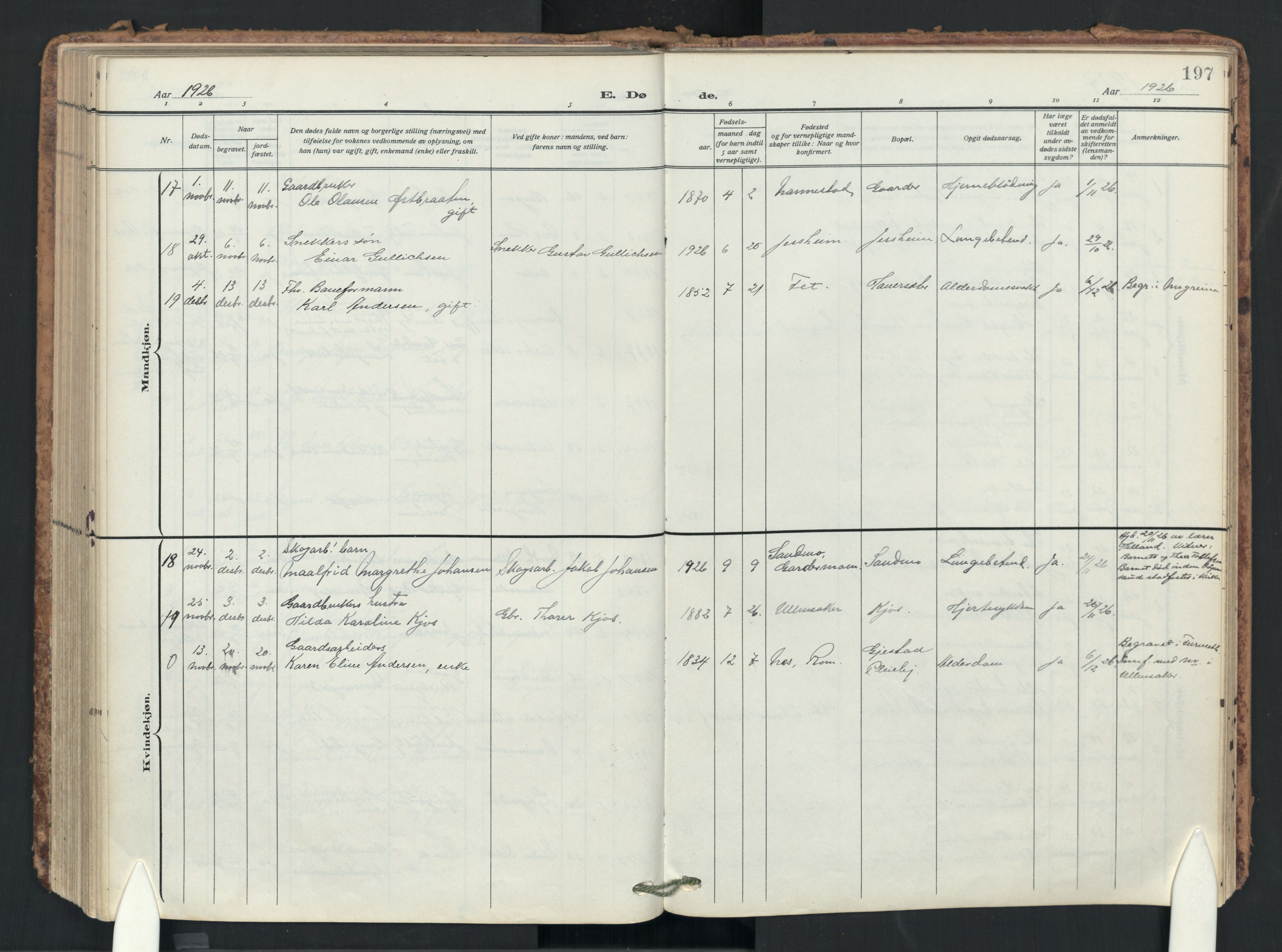 Ullensaker prestekontor Kirkebøker, AV/SAO-A-10236a/F/Fb/L0003: Parish register (official) no. II 3, 1910-1928, p. 197