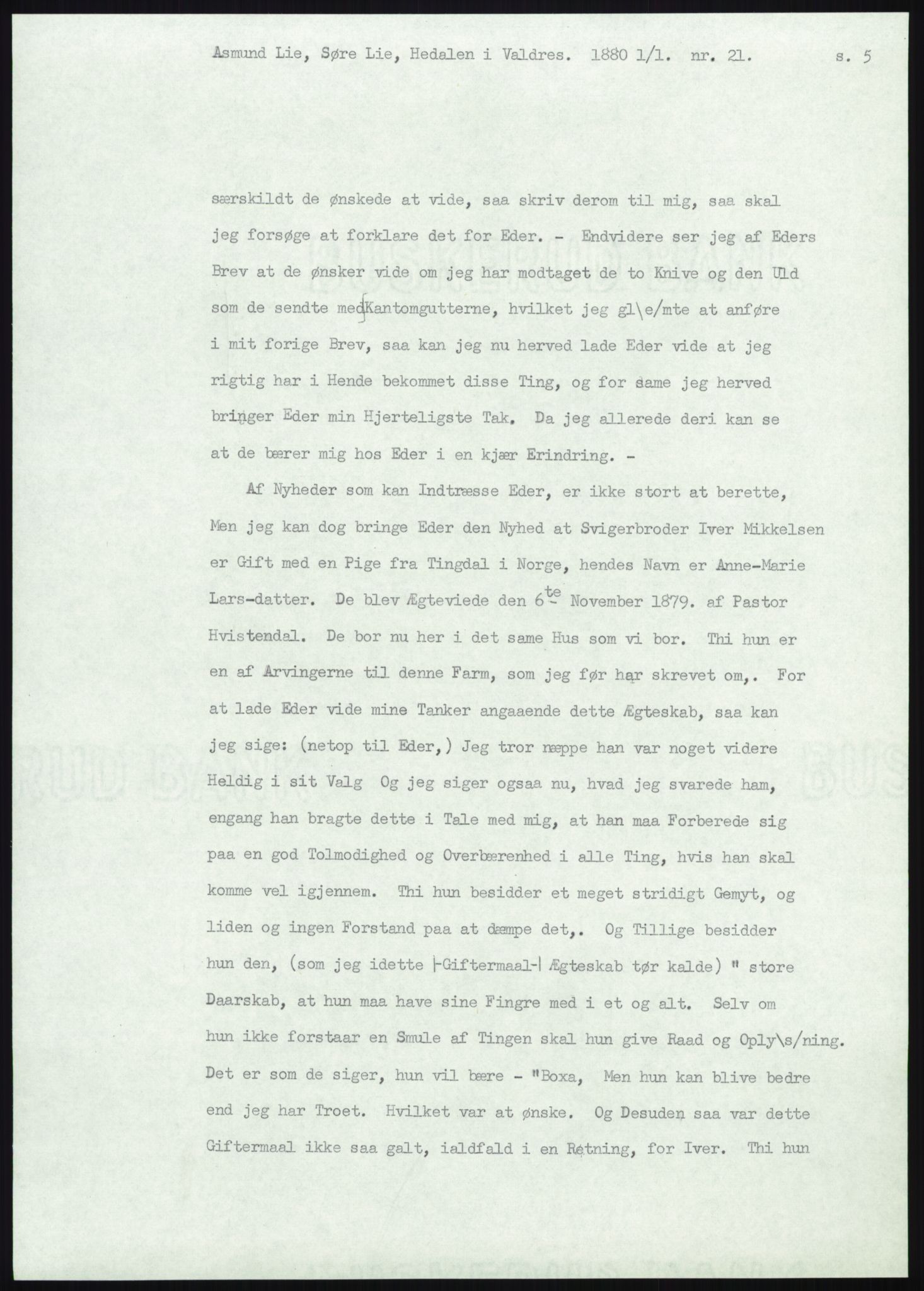 Samlinger til kildeutgivelse, Amerikabrevene, AV/RA-EA-4057/F/L0012: Innlån fra Oppland: Lie (brevnr 1-78), 1838-1914, p. 255