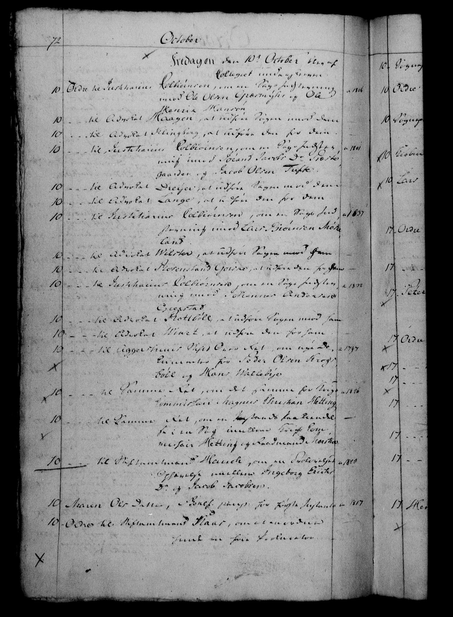 Danske Kanselli 1800-1814, RA/EA-3024/H/Hf/Hfb/Hfbc/L0001: Underskrivelsesbok m. register, 1800, p. 72