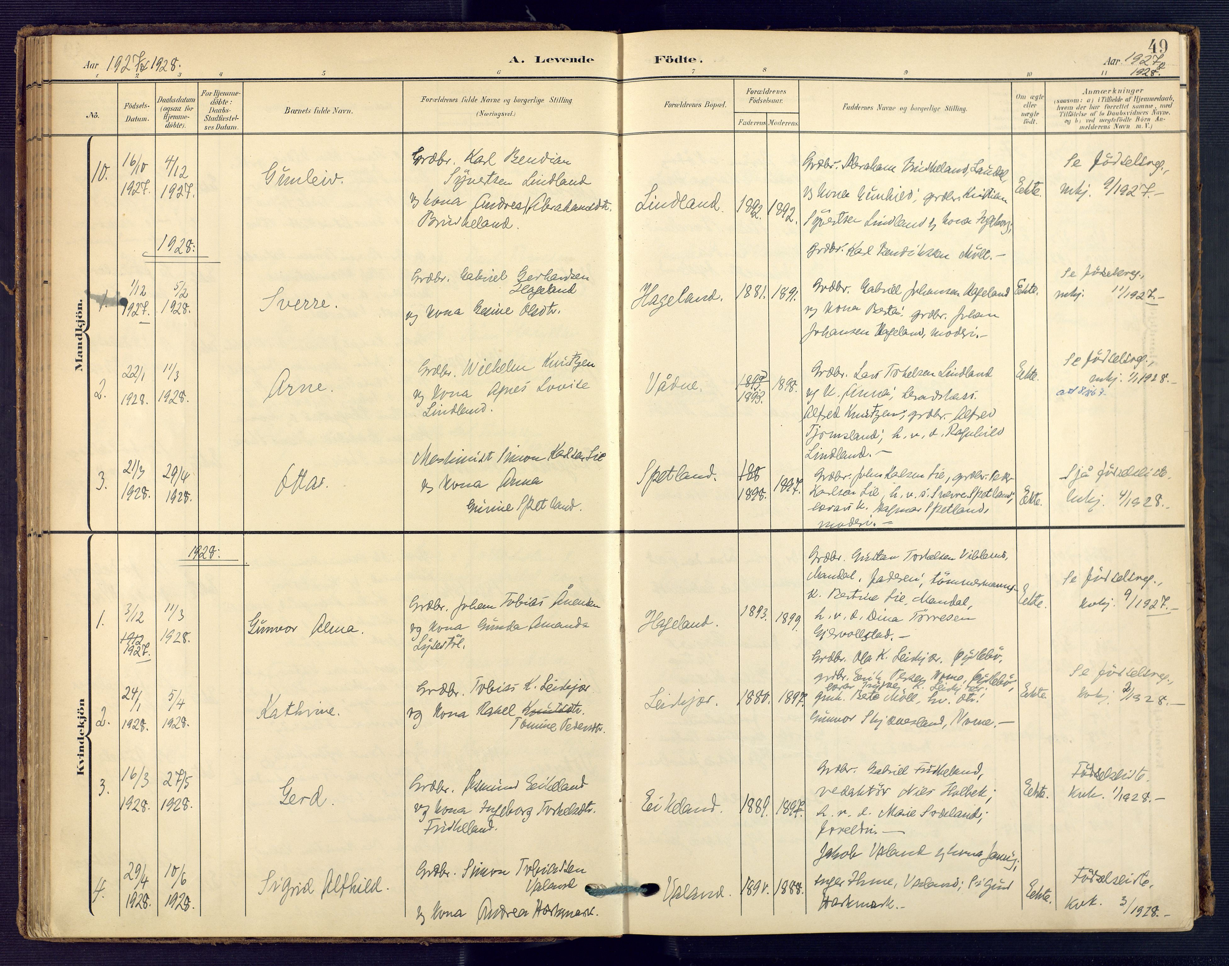 Holum sokneprestkontor, AV/SAK-1111-0022/F/Fa/Faa/L0008: Parish register (official) no. A 8, 1908-1929, p. 49