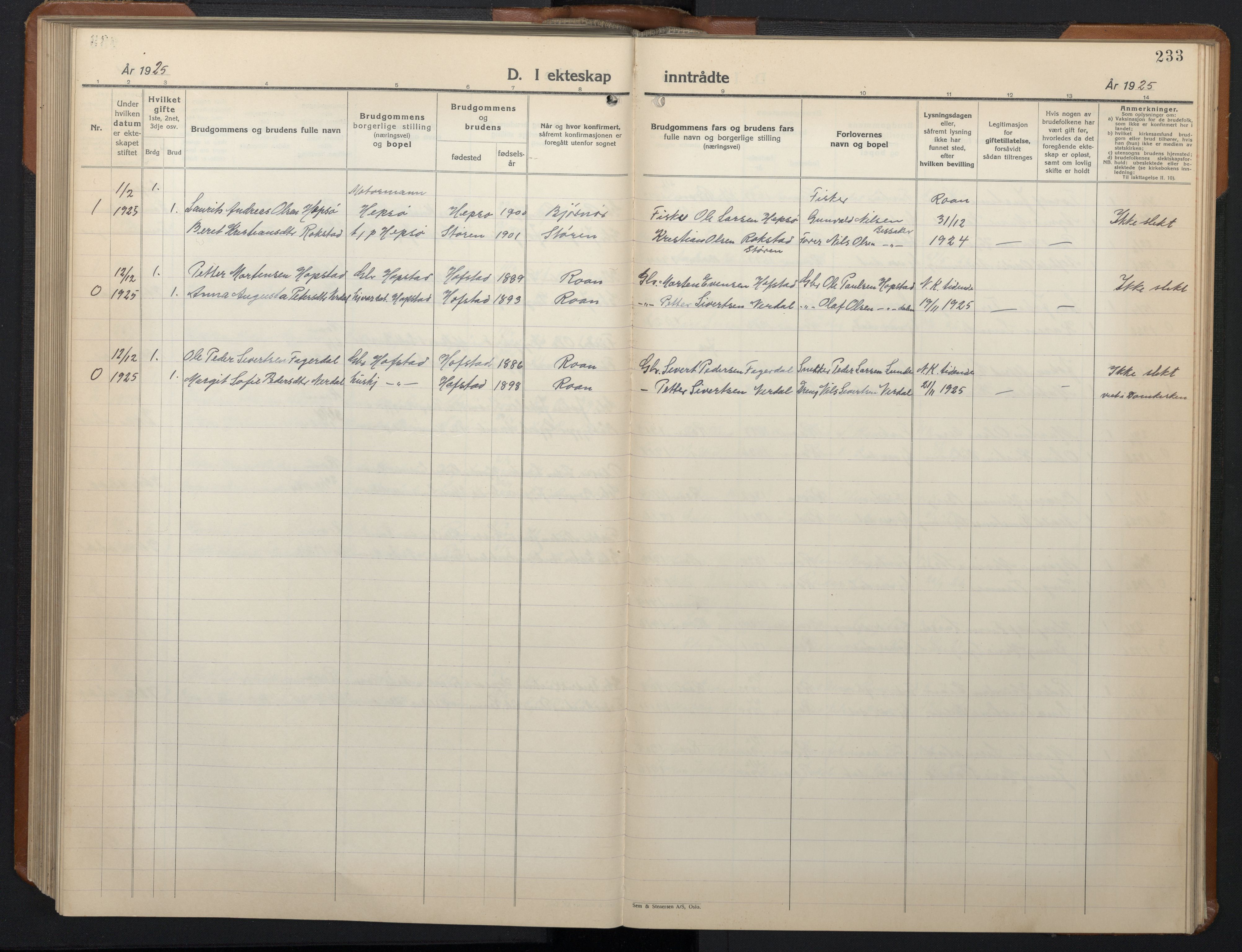 Ministerialprotokoller, klokkerbøker og fødselsregistre - Sør-Trøndelag, SAT/A-1456/657/L0718: Parish register (copy) no. 657C05, 1923-1948, p. 233