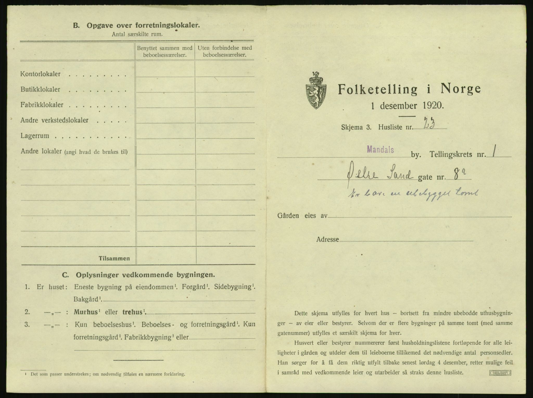 SAK, 1920 census for Mandal, 1920, p. 89