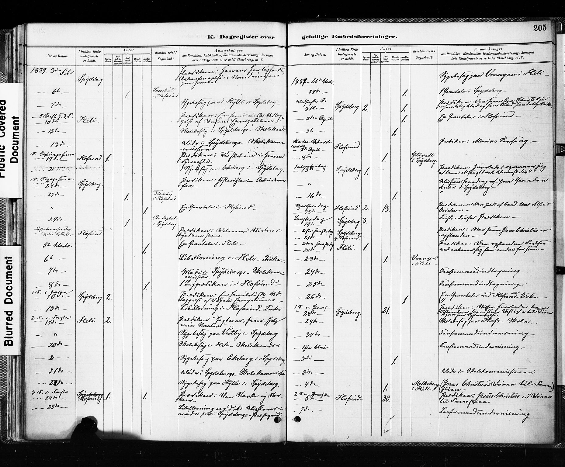 Spydeberg prestekontor Kirkebøker, AV/SAO-A-10924/F/Fa/L0008: Parish register (official) no. I 8, 1886-1900, p. 205