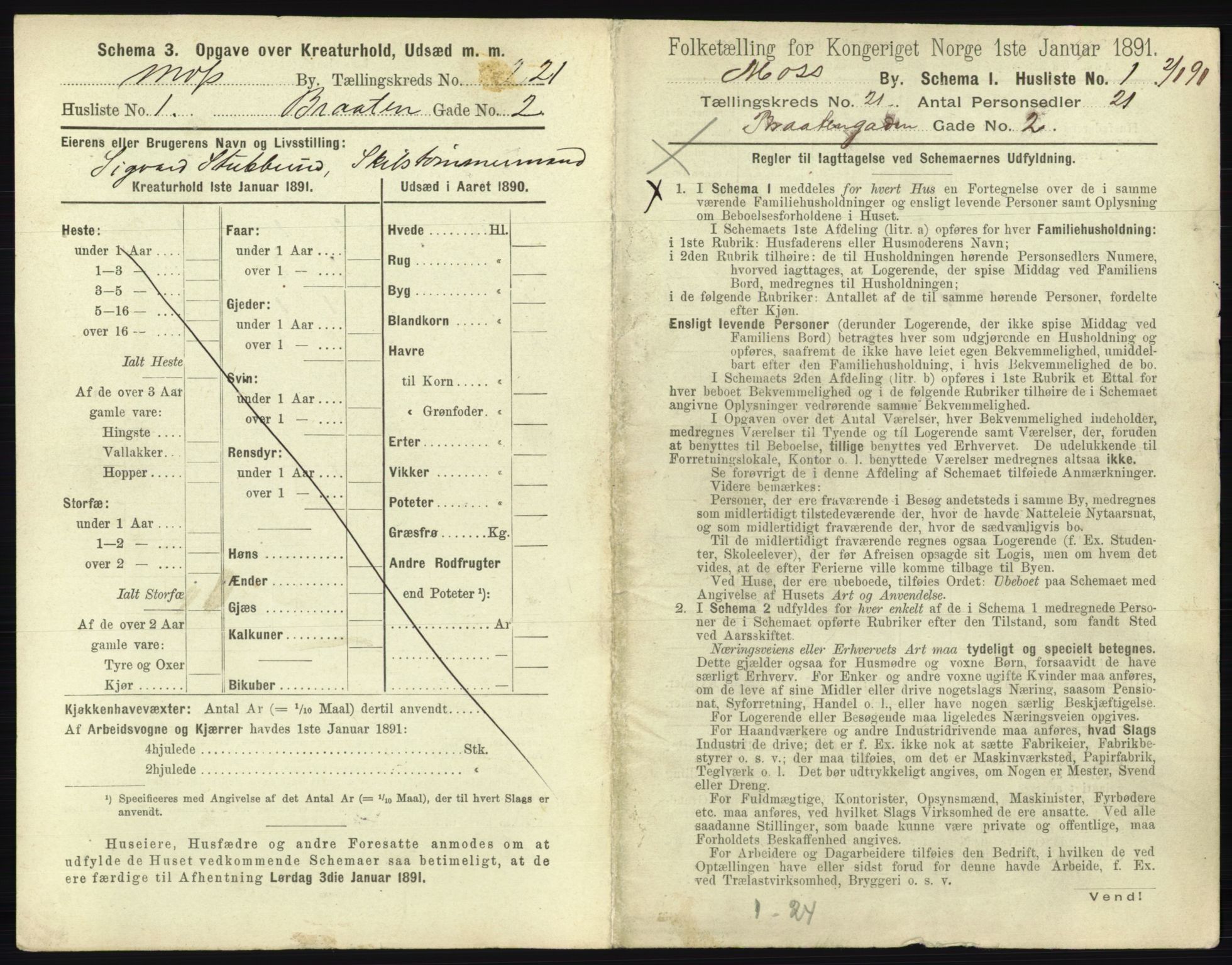 RA, 1891 census for 0104 Moss, 1891, p. 1276