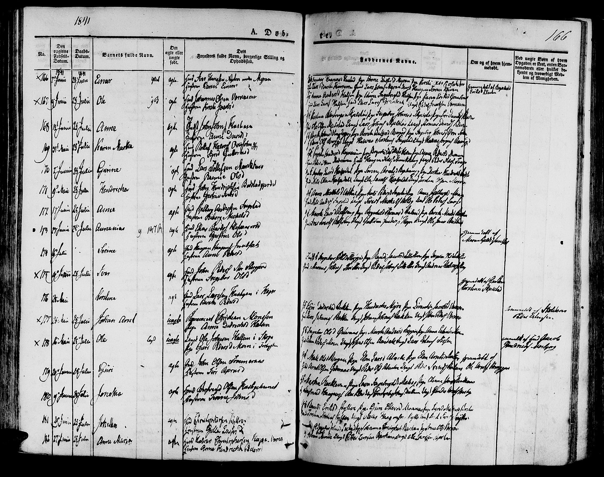 Ministerialprotokoller, klokkerbøker og fødselsregistre - Nord-Trøndelag, SAT/A-1458/709/L0071: Parish register (official) no. 709A11, 1833-1844, p. 166