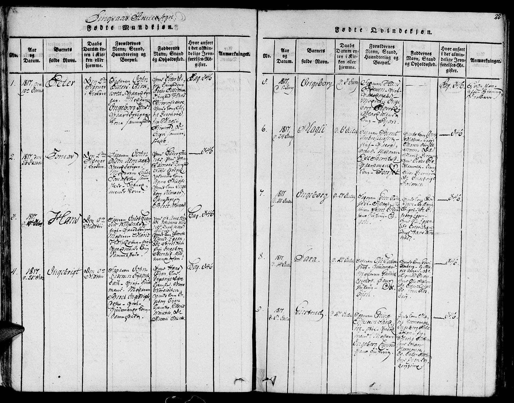 Ministerialprotokoller, klokkerbøker og fødselsregistre - Sør-Trøndelag, AV/SAT-A-1456/685/L0955: Parish register (official) no. 685A03 /2, 1817-1829, p. 22