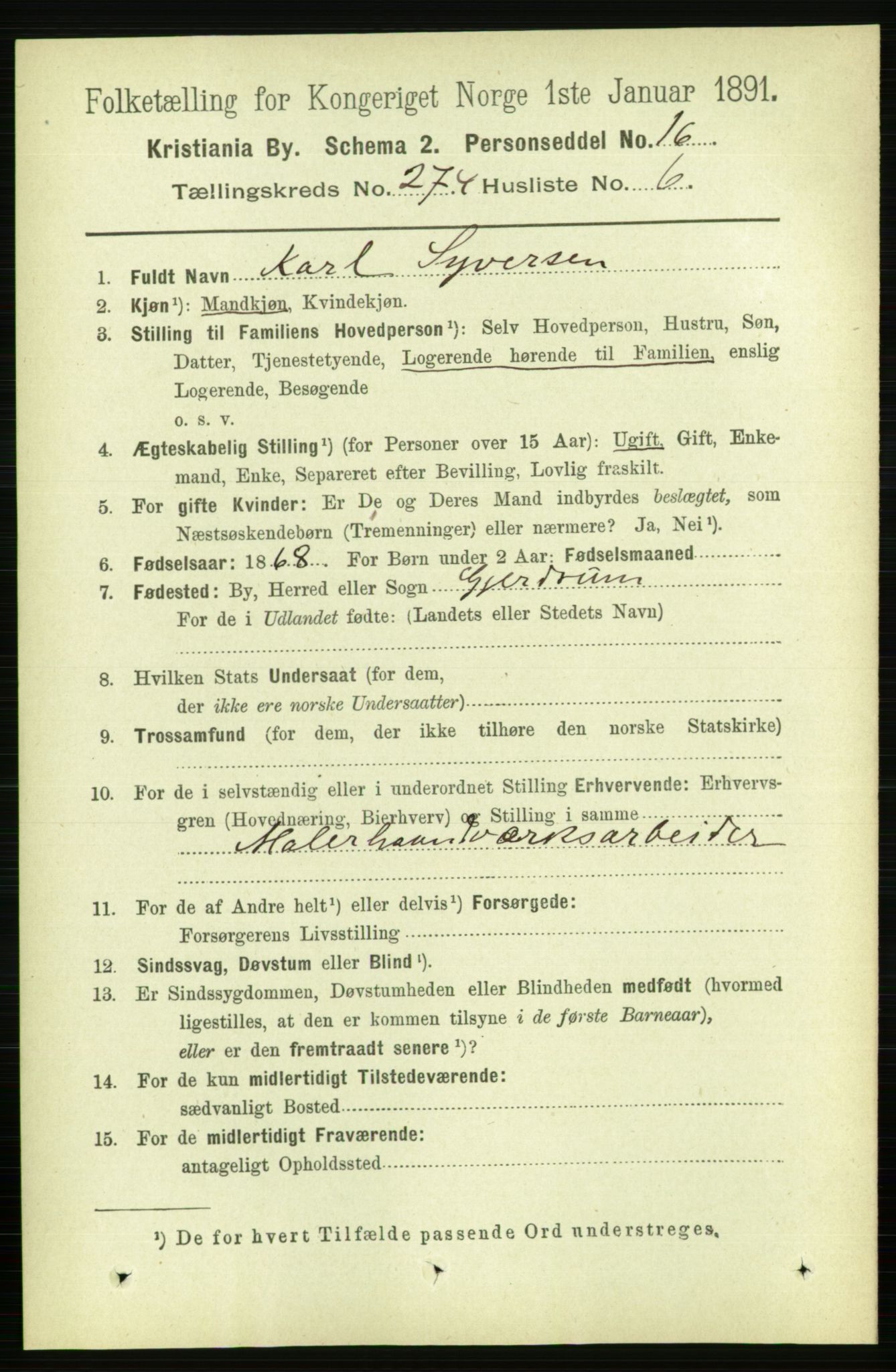 RA, 1891 census for 0301 Kristiania, 1891, p. 166522