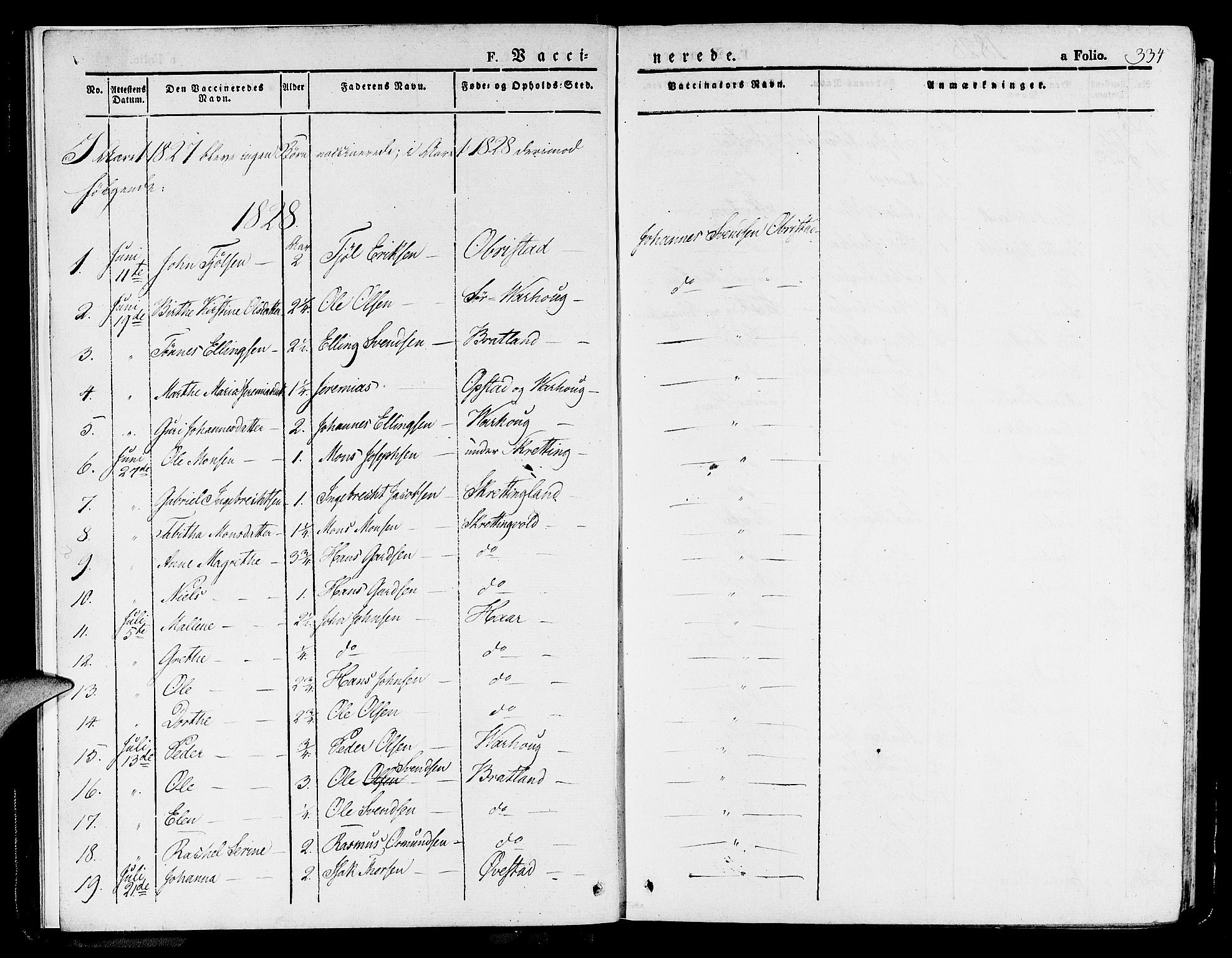 Hå sokneprestkontor, SAST/A-101801/001/30BA/L0005: Parish register (official) no. A 4.2, 1828-1840, p. 334