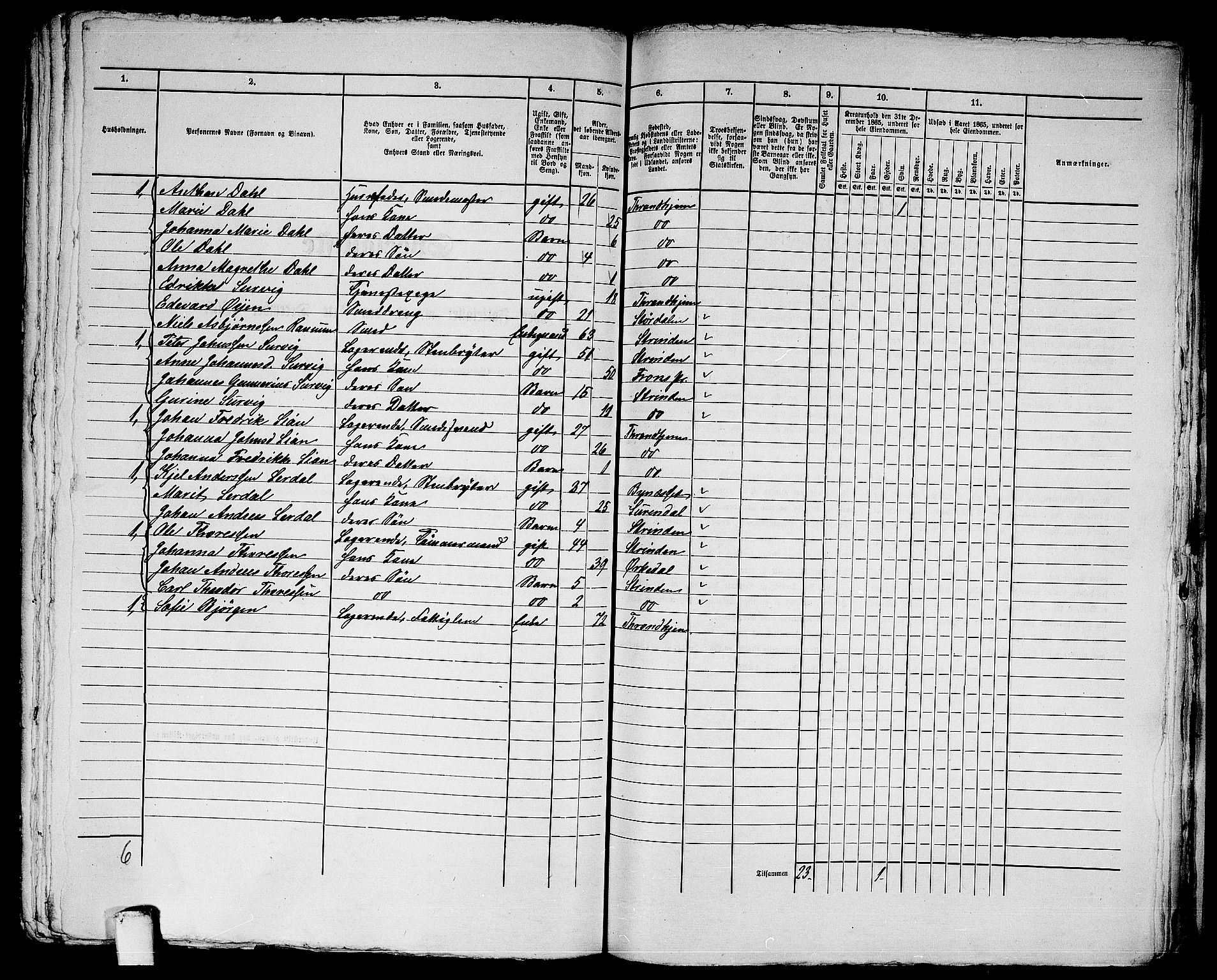 RA, 1865 census for Trondheim, 1865, p. 3061